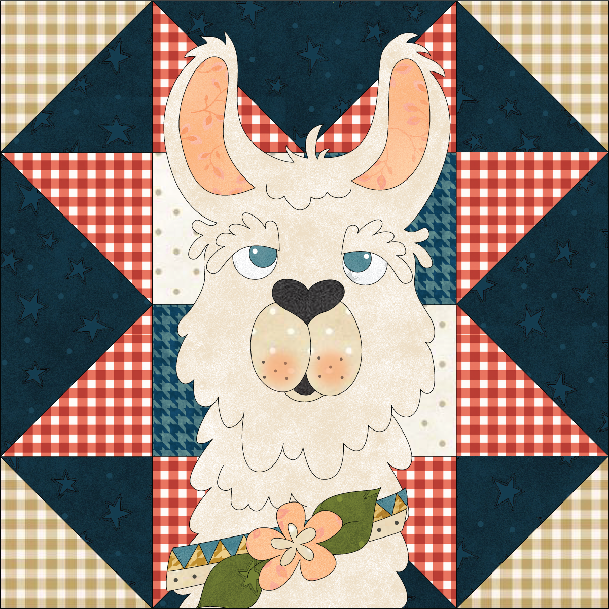 Baby Llama & Applique Quilt Block Precut Fused Applique Pack