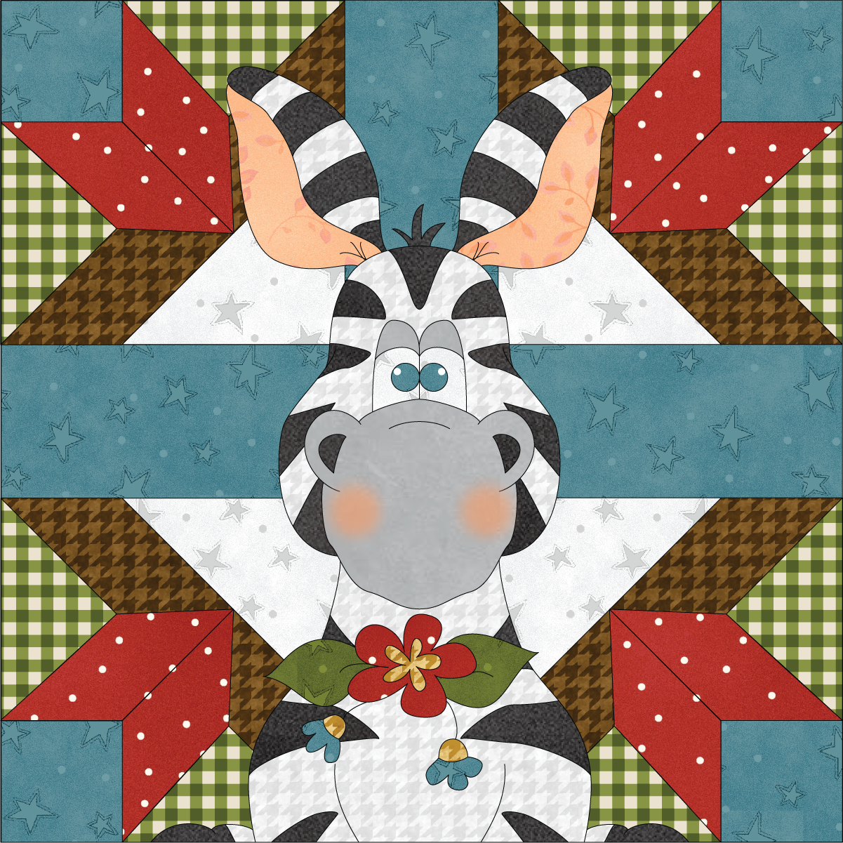 Baby Zebra & Applique Quilt Block Precut Fused Applique Pack