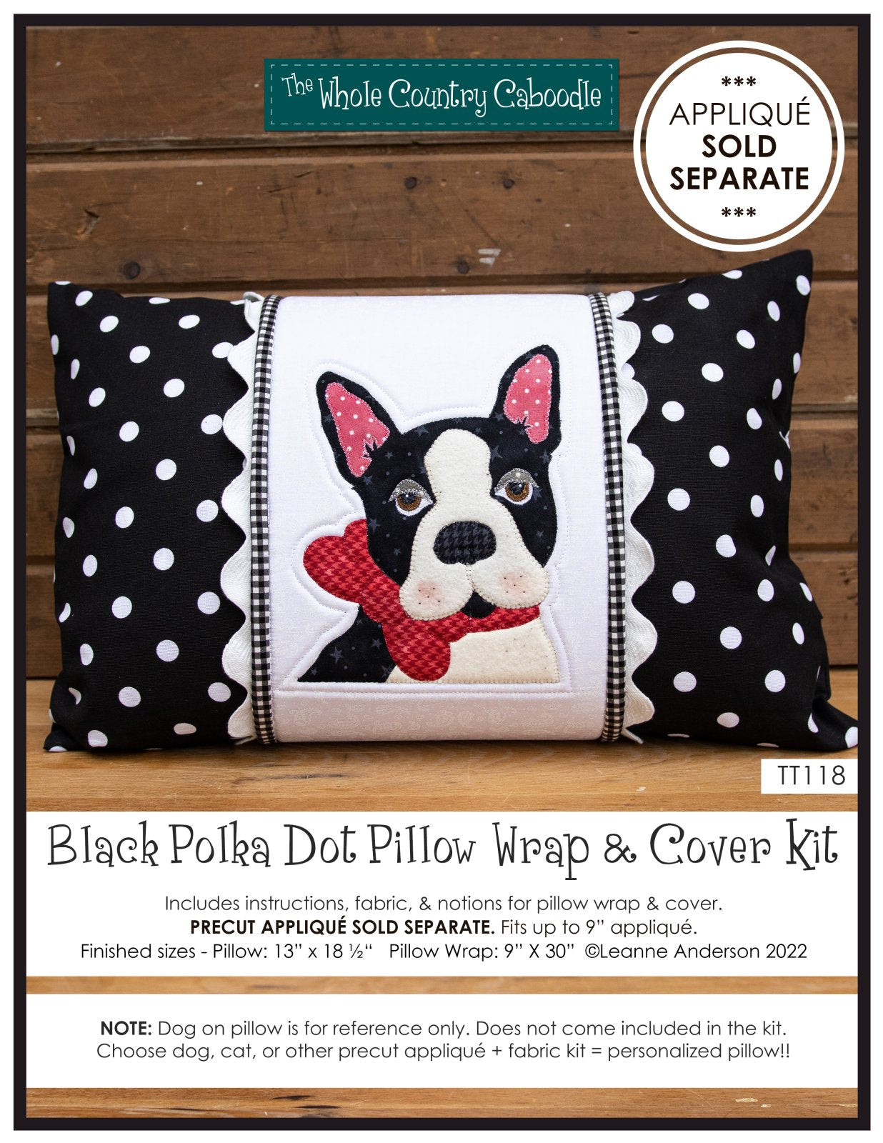 Black Polka Dot Pillow Wrap & Cover Kit