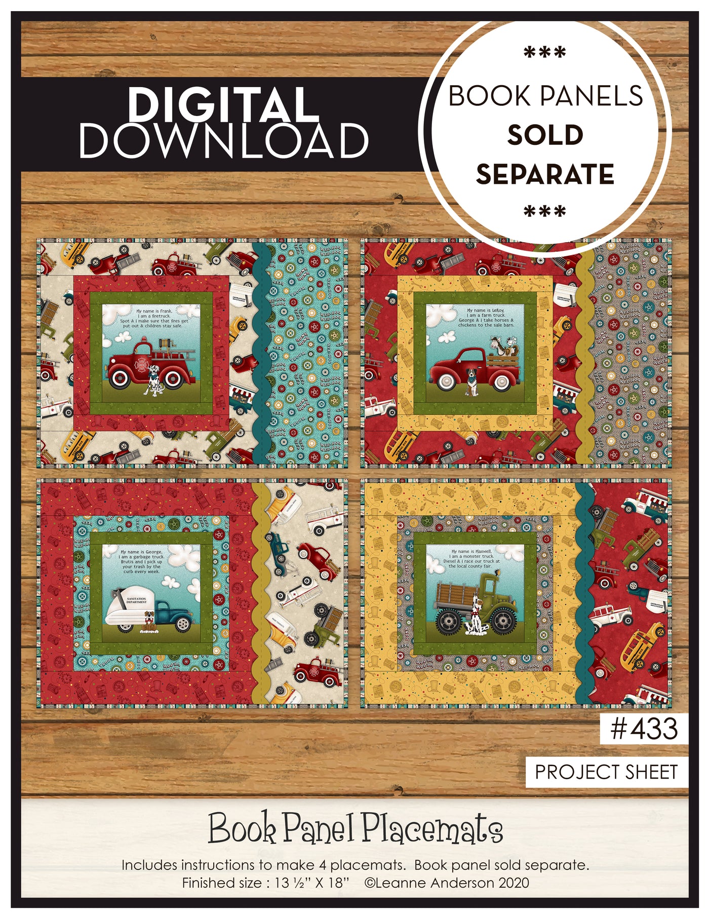 Book Panel Placemat Pattern