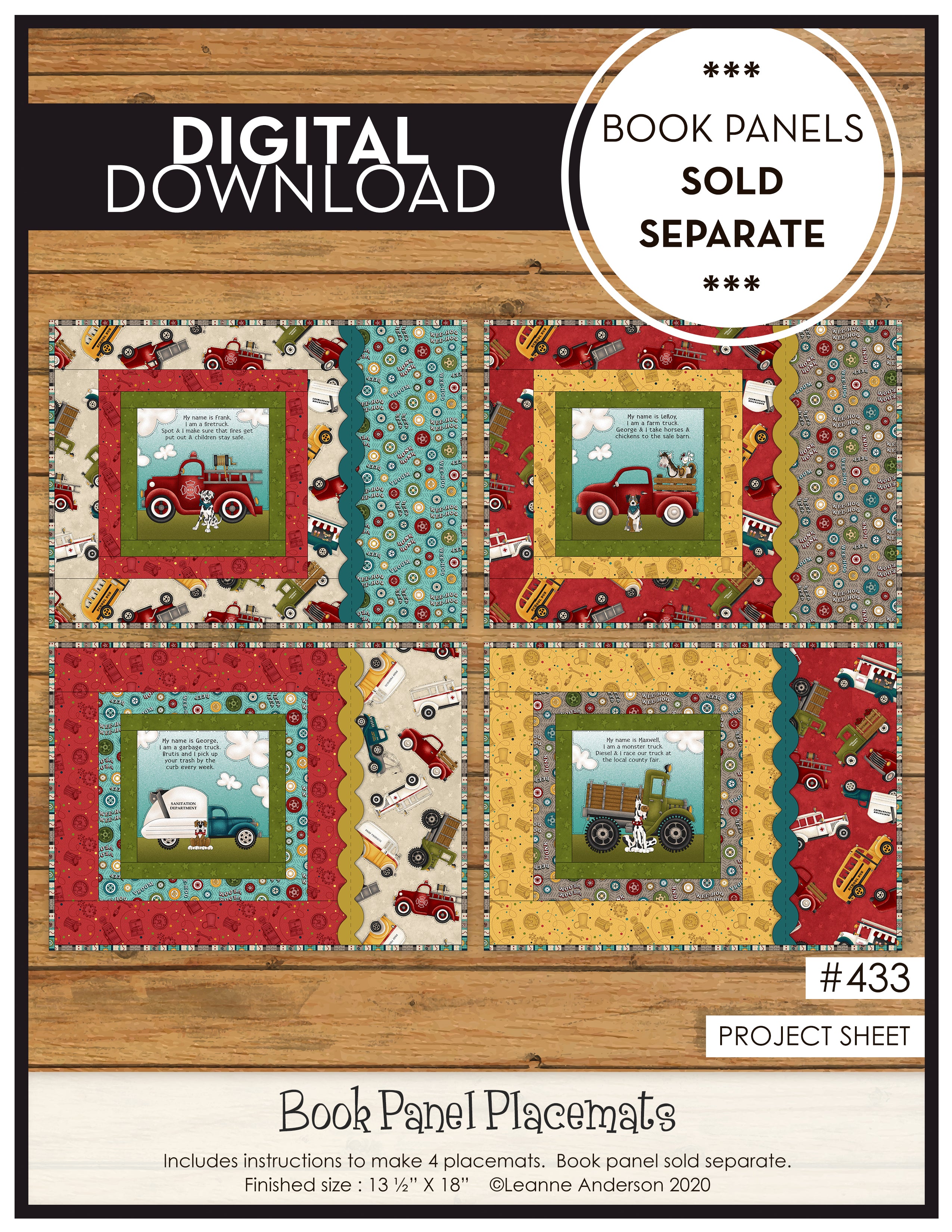 Book Panel Placemat Pattern