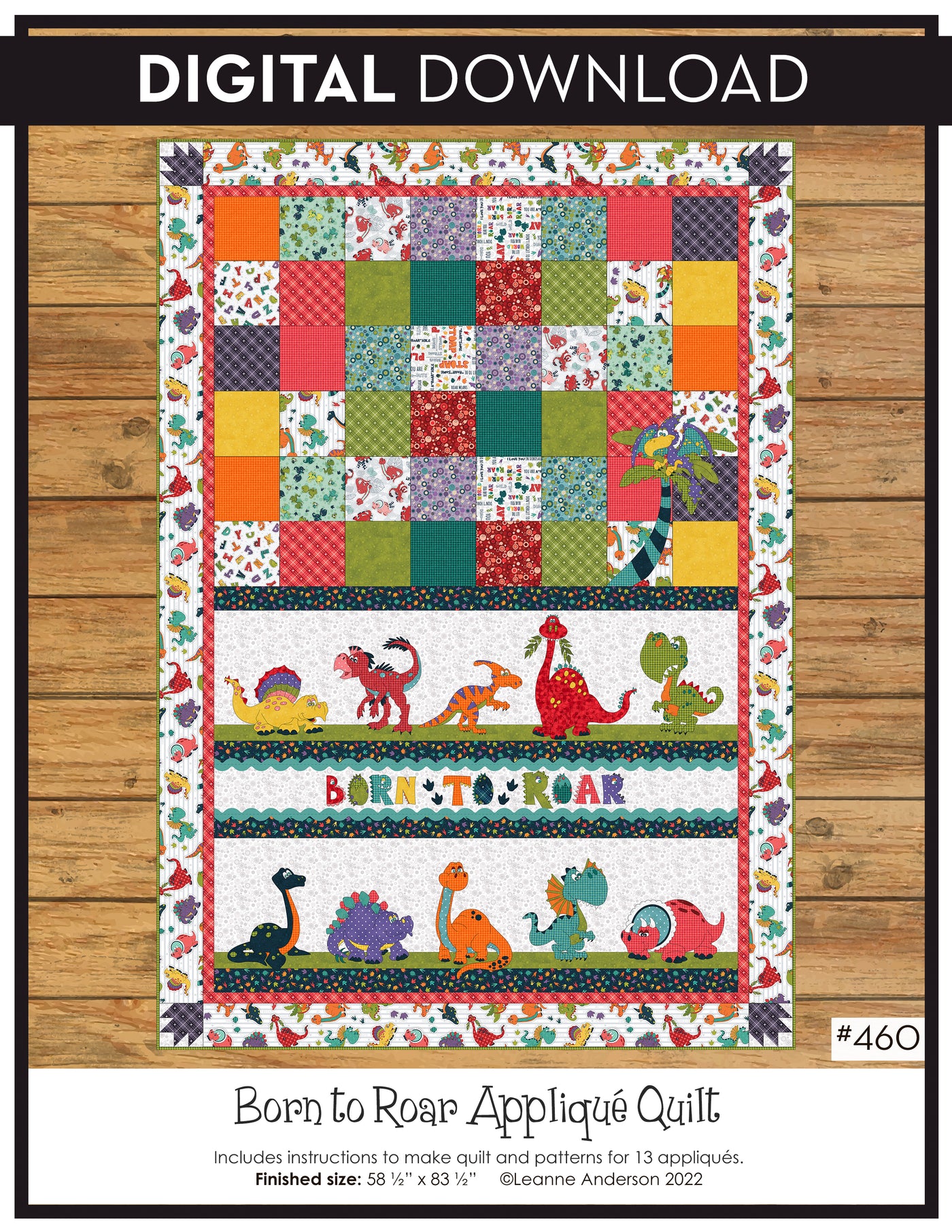 Born to Roar Applique Quilt Pattern