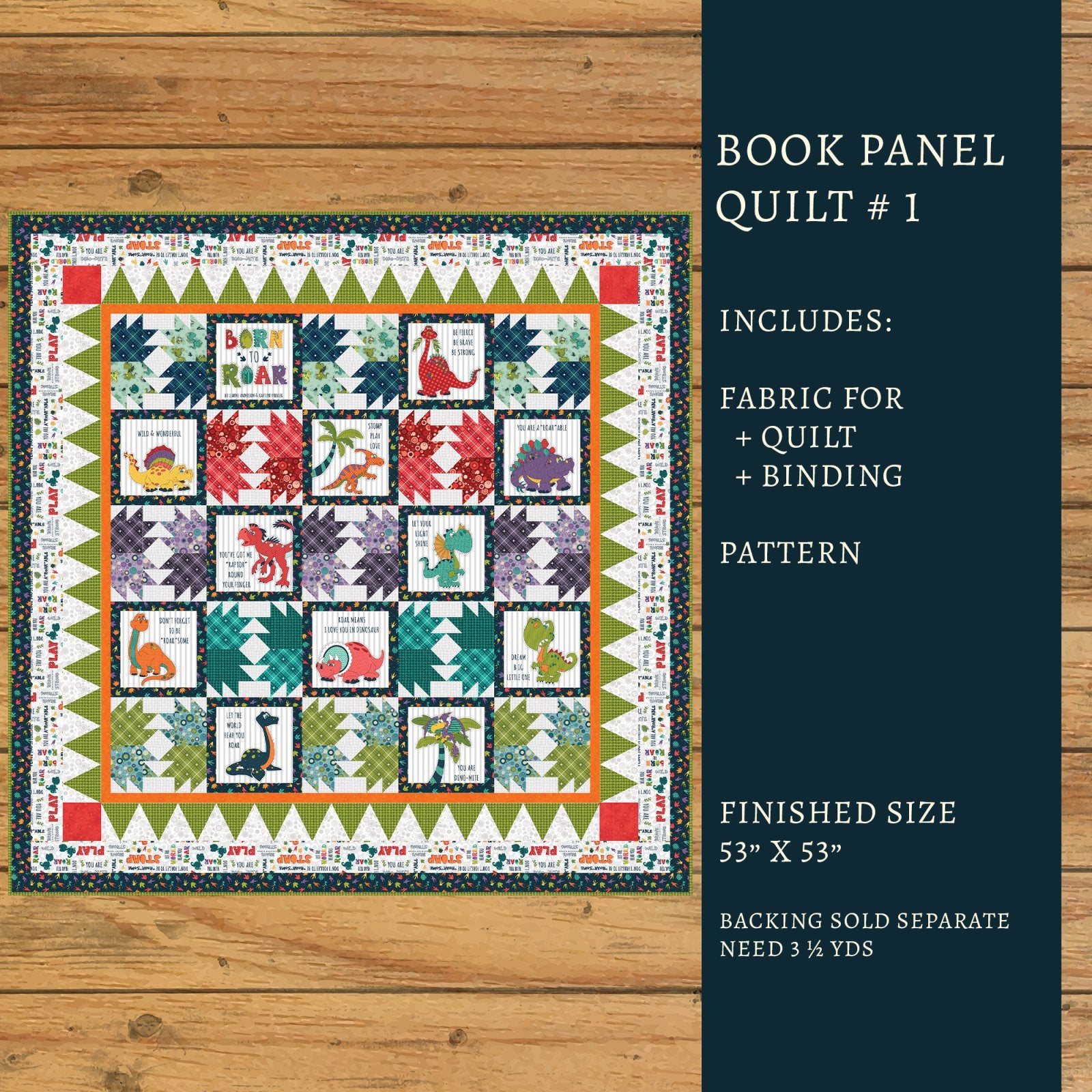 Born to Roar Book Panel Quilt Kit Version #1