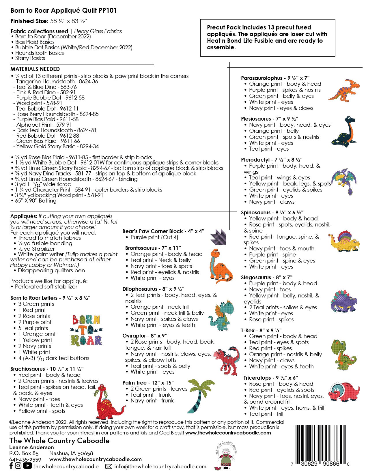 Born to Roar Applique Quilt Pattern