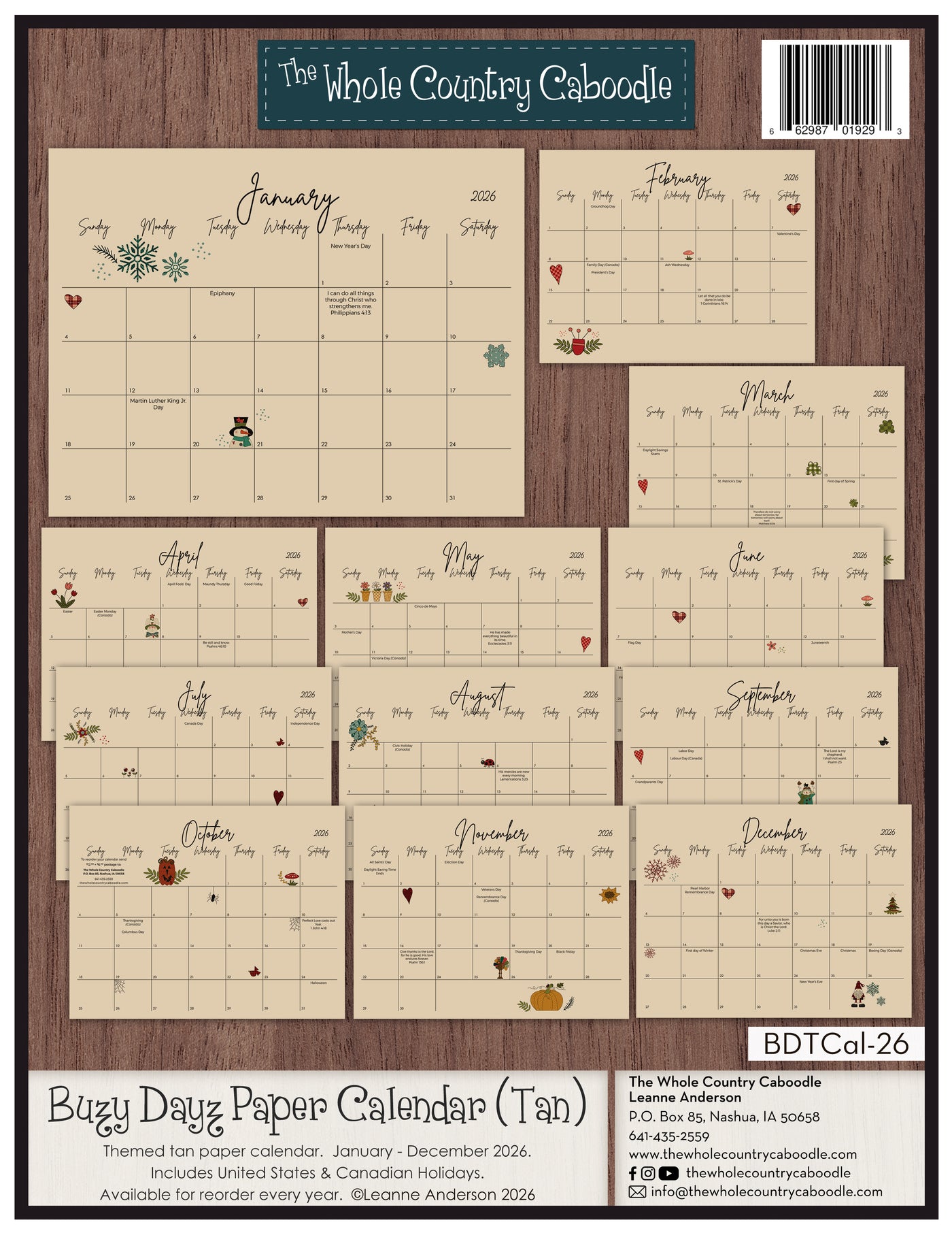 "Buzy Dayz" 2026 Caboodle Calendar