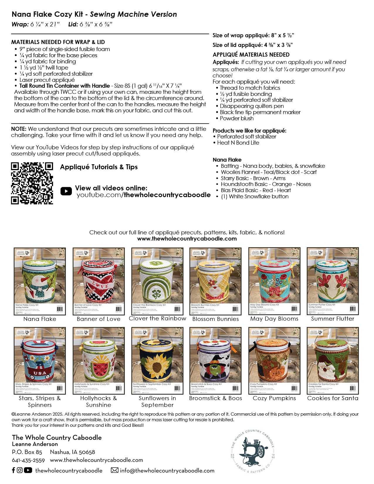 Nana Flake Cozy Kit - Sewing