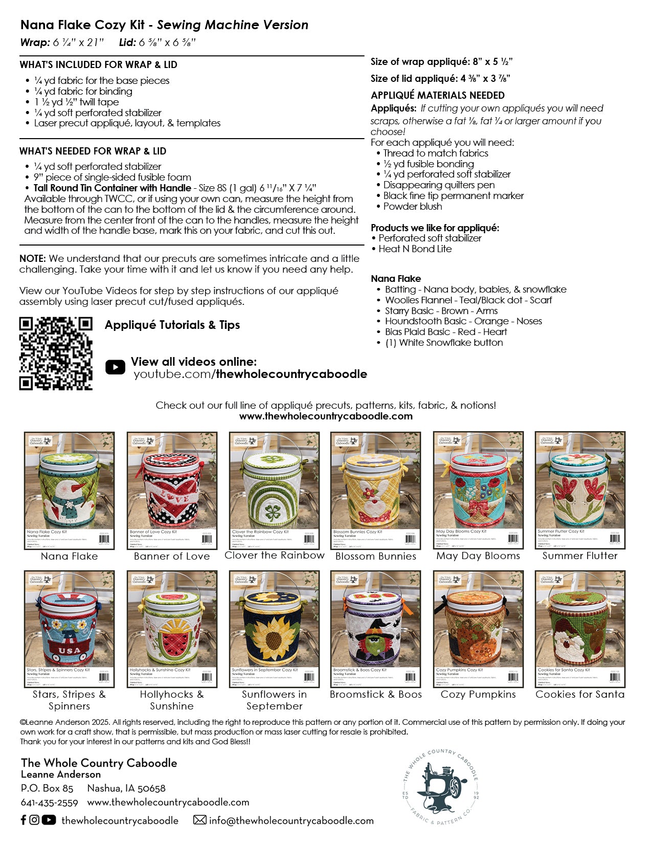 Nana Flake Cozy Kit - Sewing