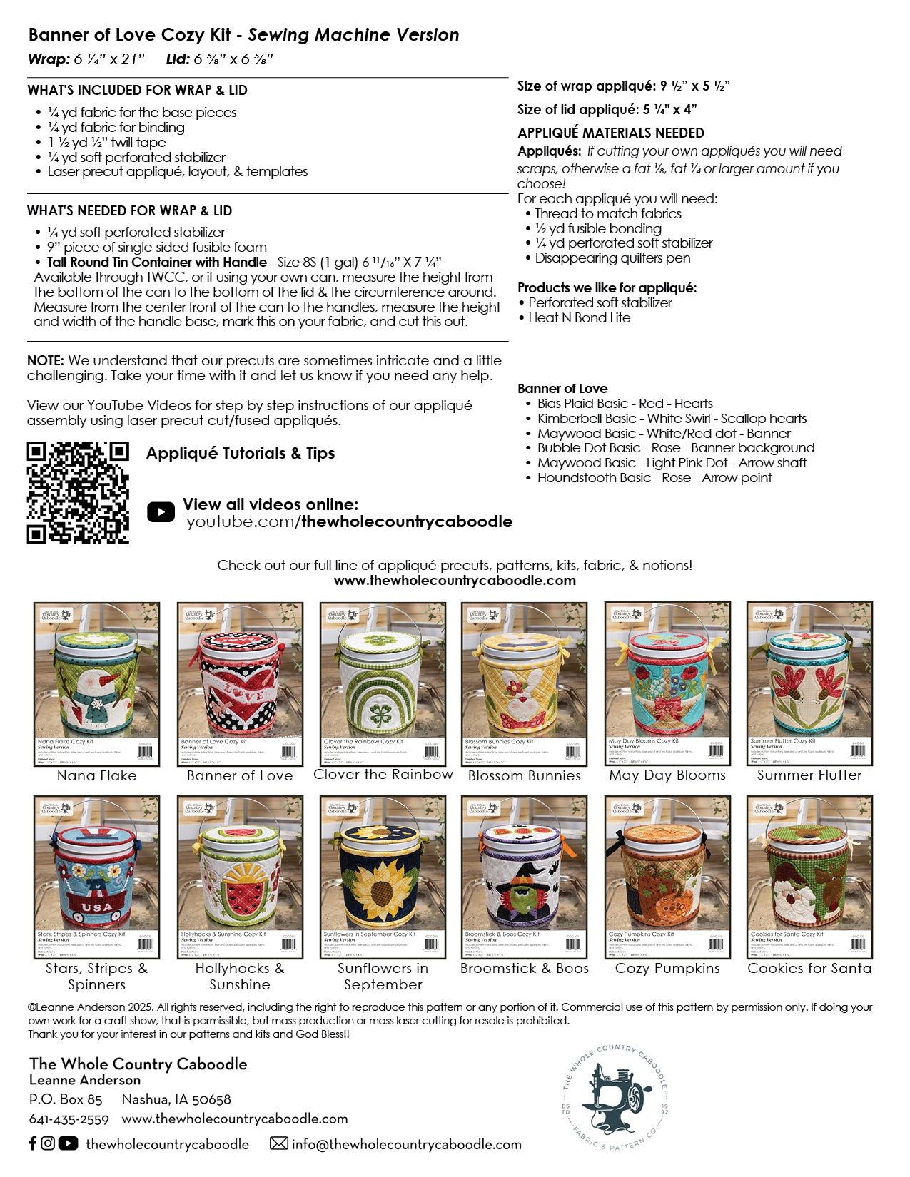 Banner of Love Cozy Kit - Sewing