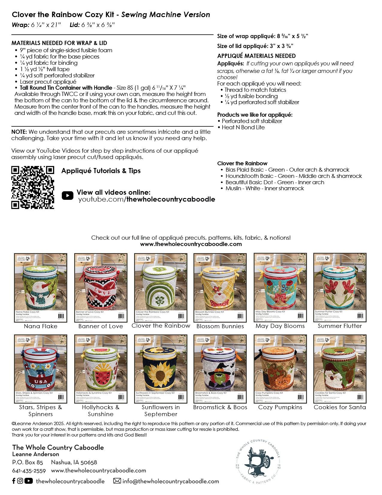 Clover the Rainbow Cozy Kit - Sewing