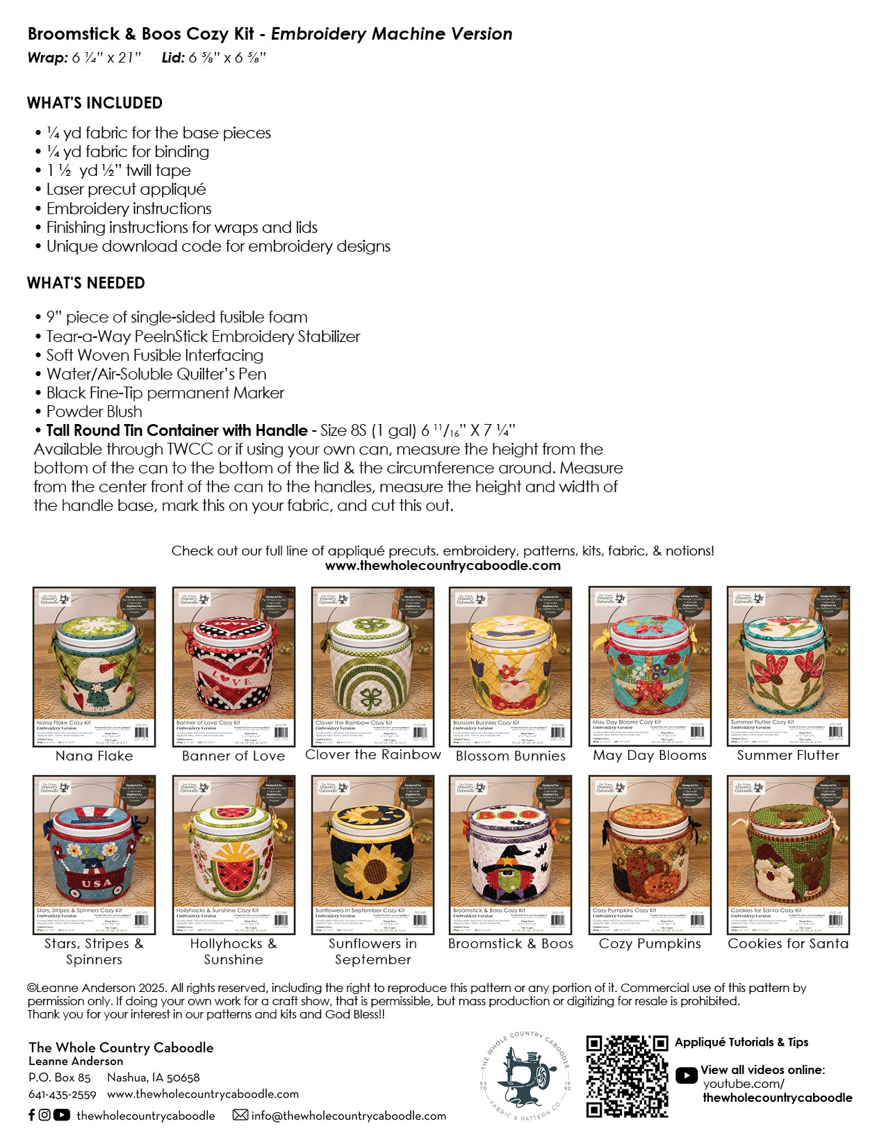 Broomstick & Boos Cozy Kit - Embroidery