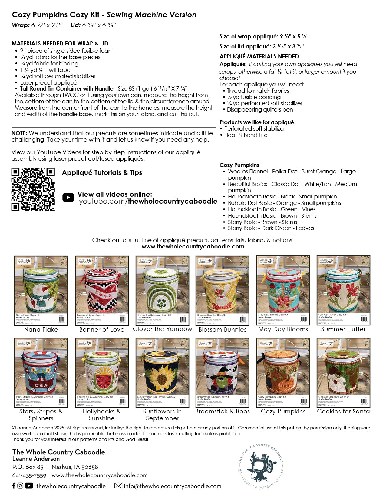 Cozy Pumpkins Cozy Kit - Sewing