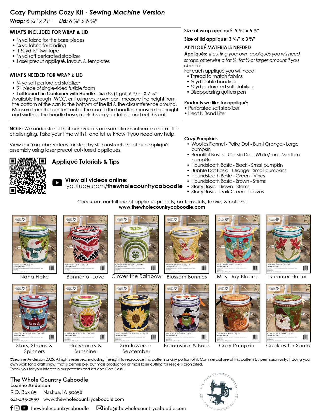 Cozy Pumpkins Cozy Kit - Sewing