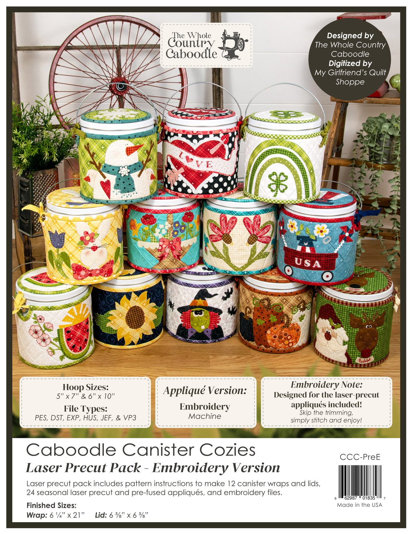 Caboodle Canister Cozies Laser Precut Pack - Embroidery Version