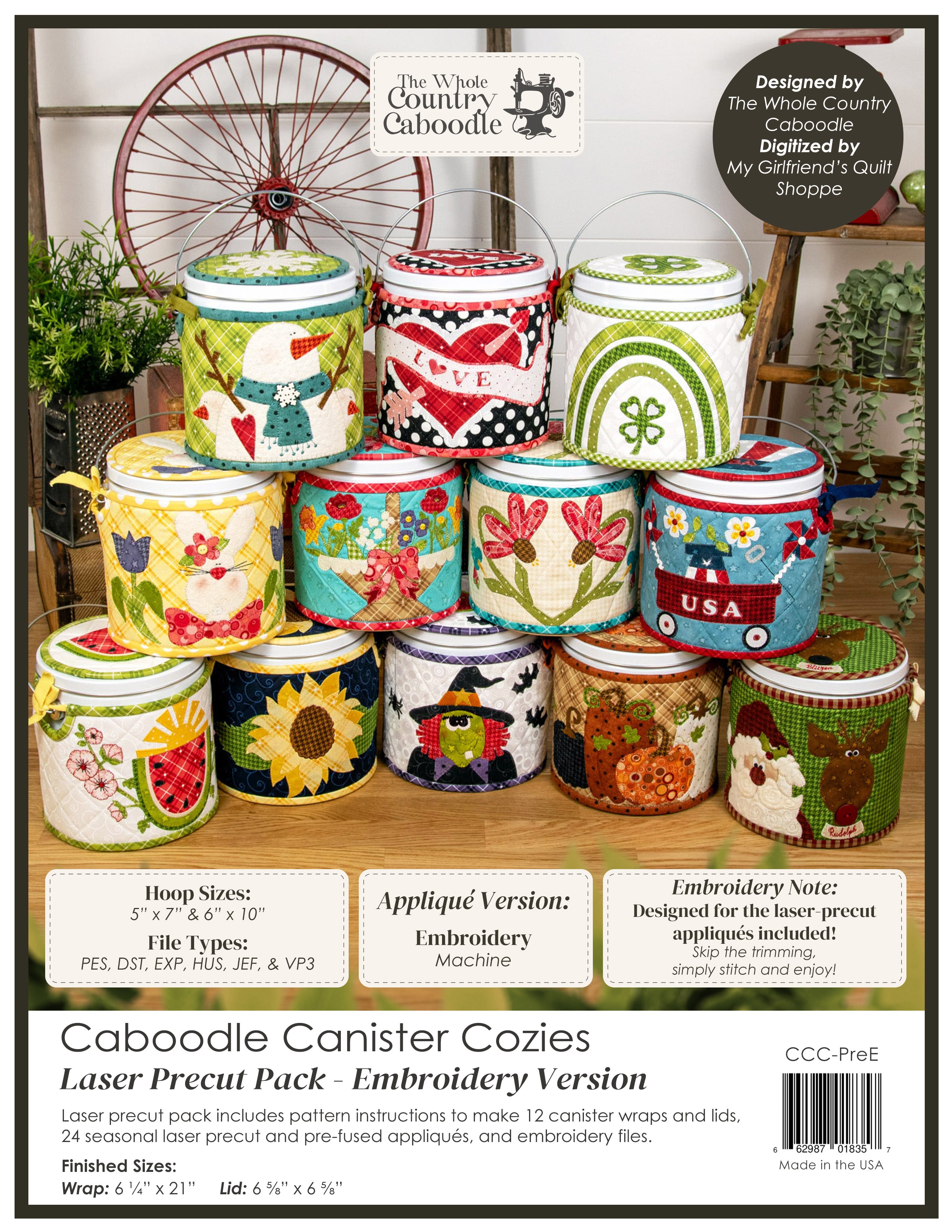 Caboodle Canister Cozies Laser Precut Pack - Embroidery Version
