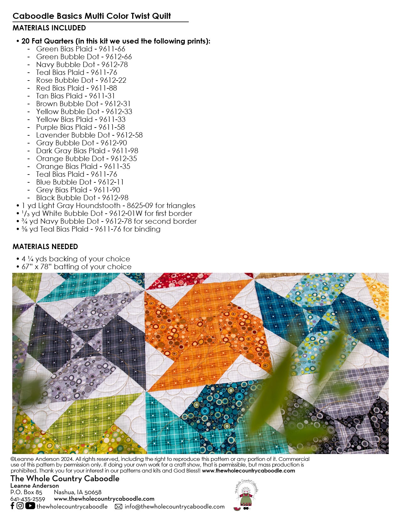 Caboodle Basics Multi Color Twist Quilt Kit