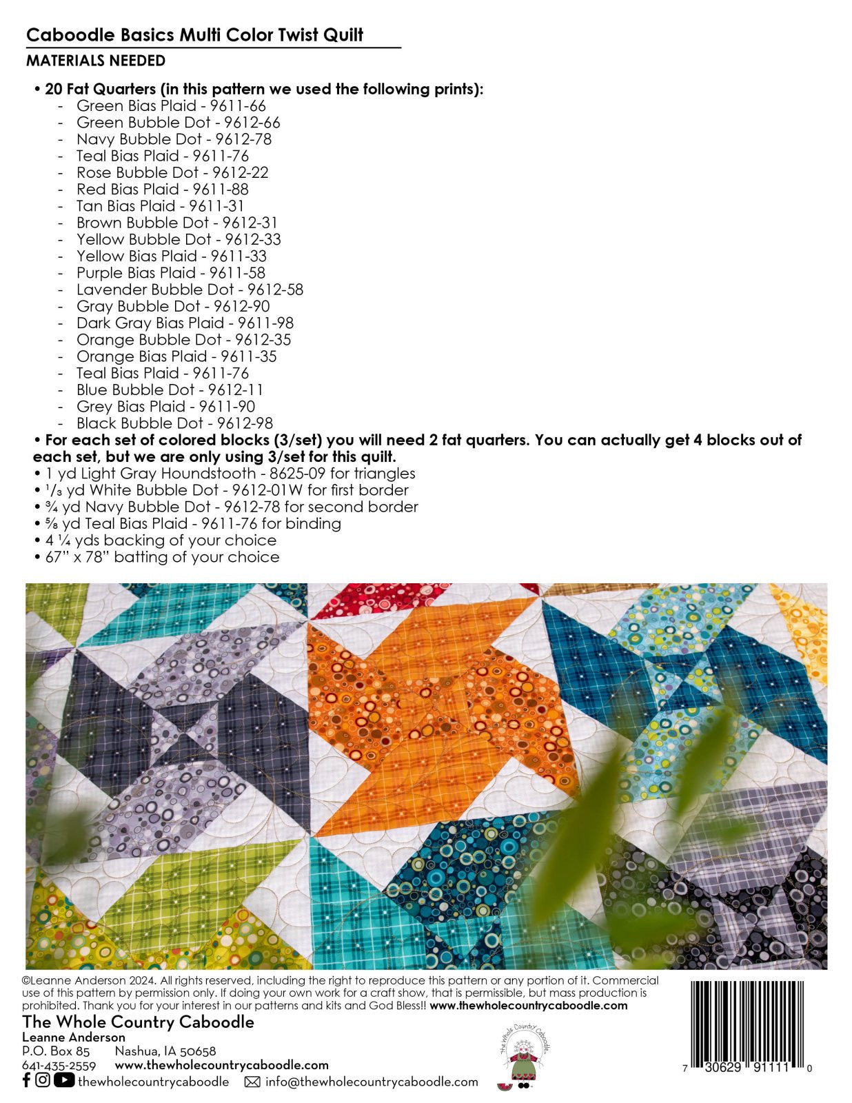 Caboodle Basics Multi Color Twist Quilt Pattern