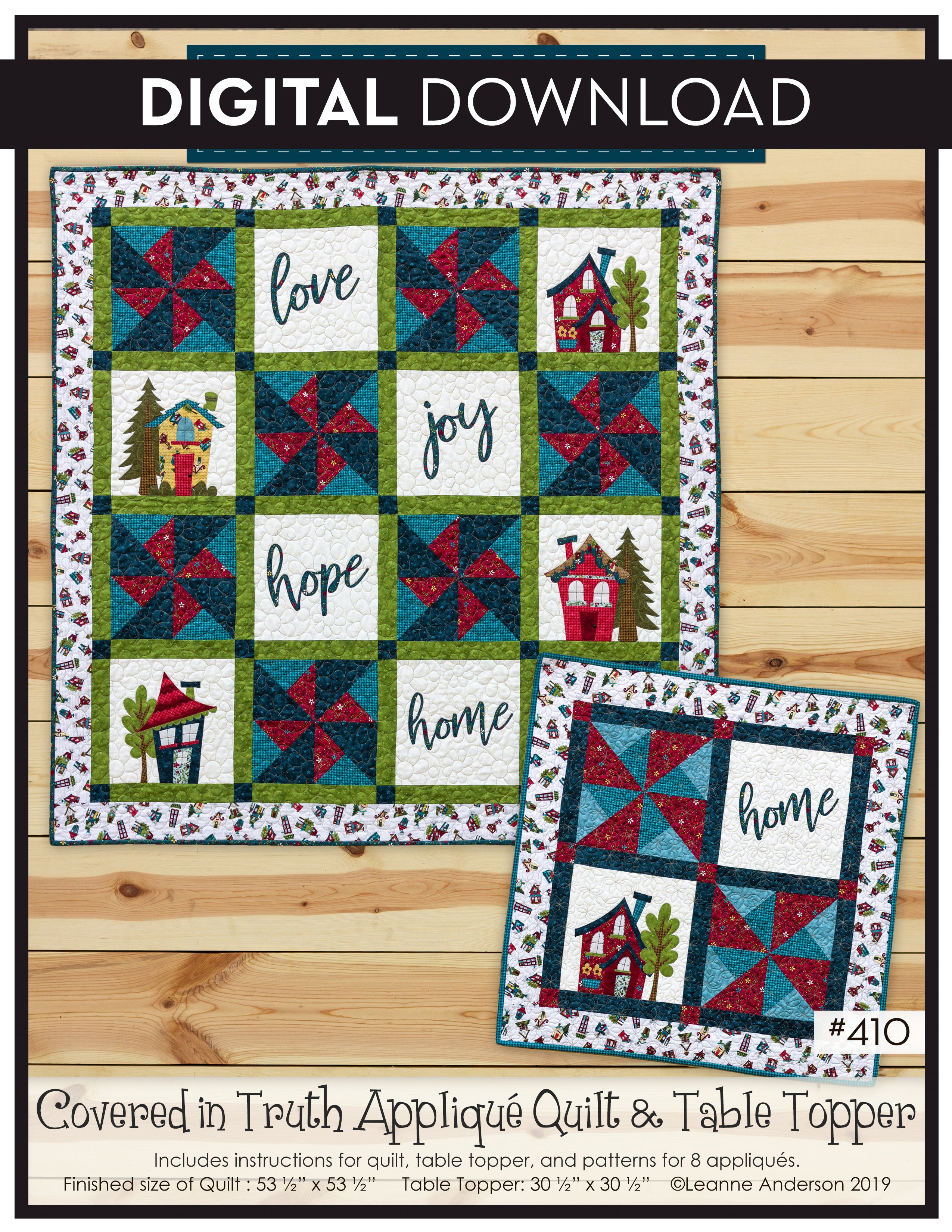Covered in Truth Applique Quilt & Table Topper Pattern