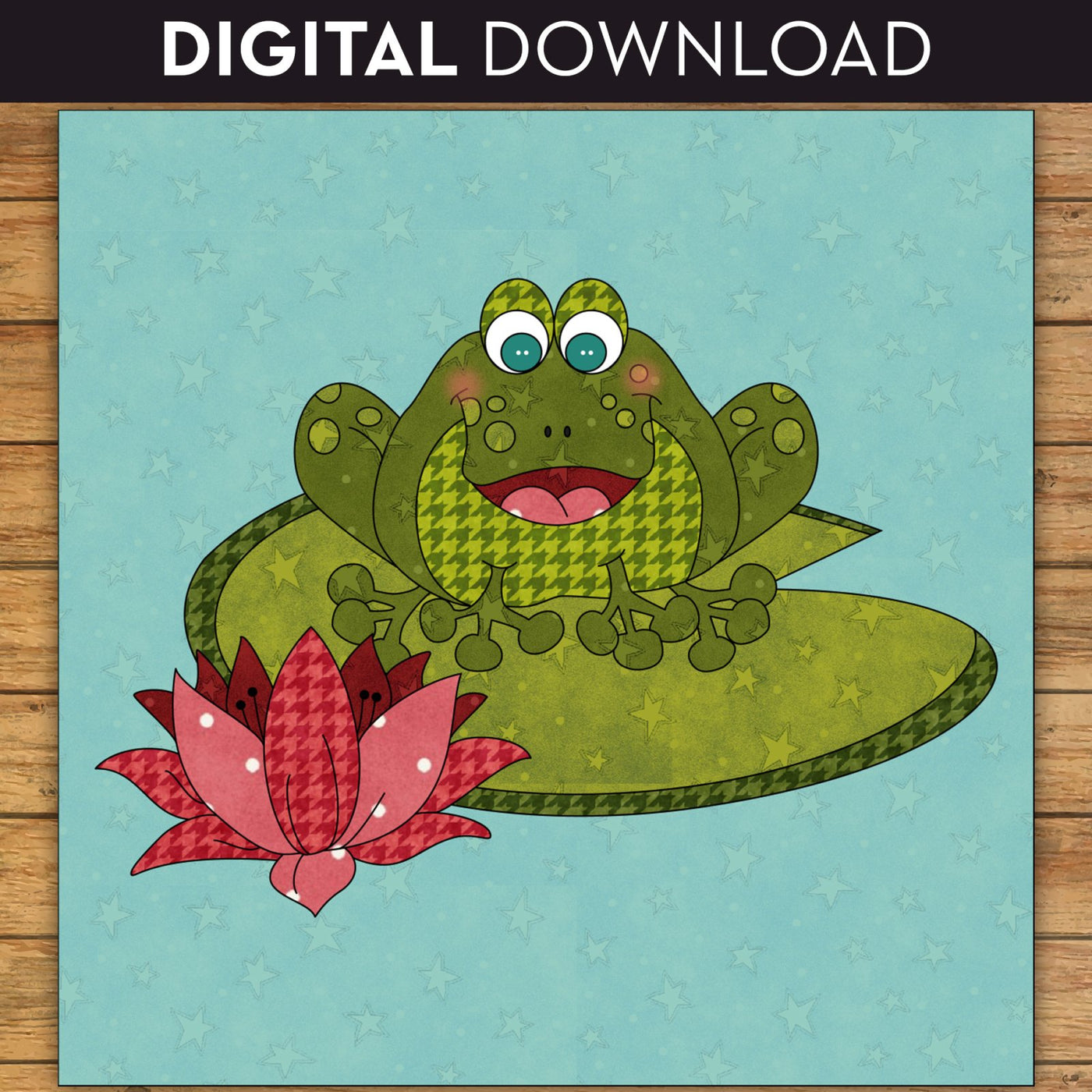 Bullfrog & Lily Pad Applique