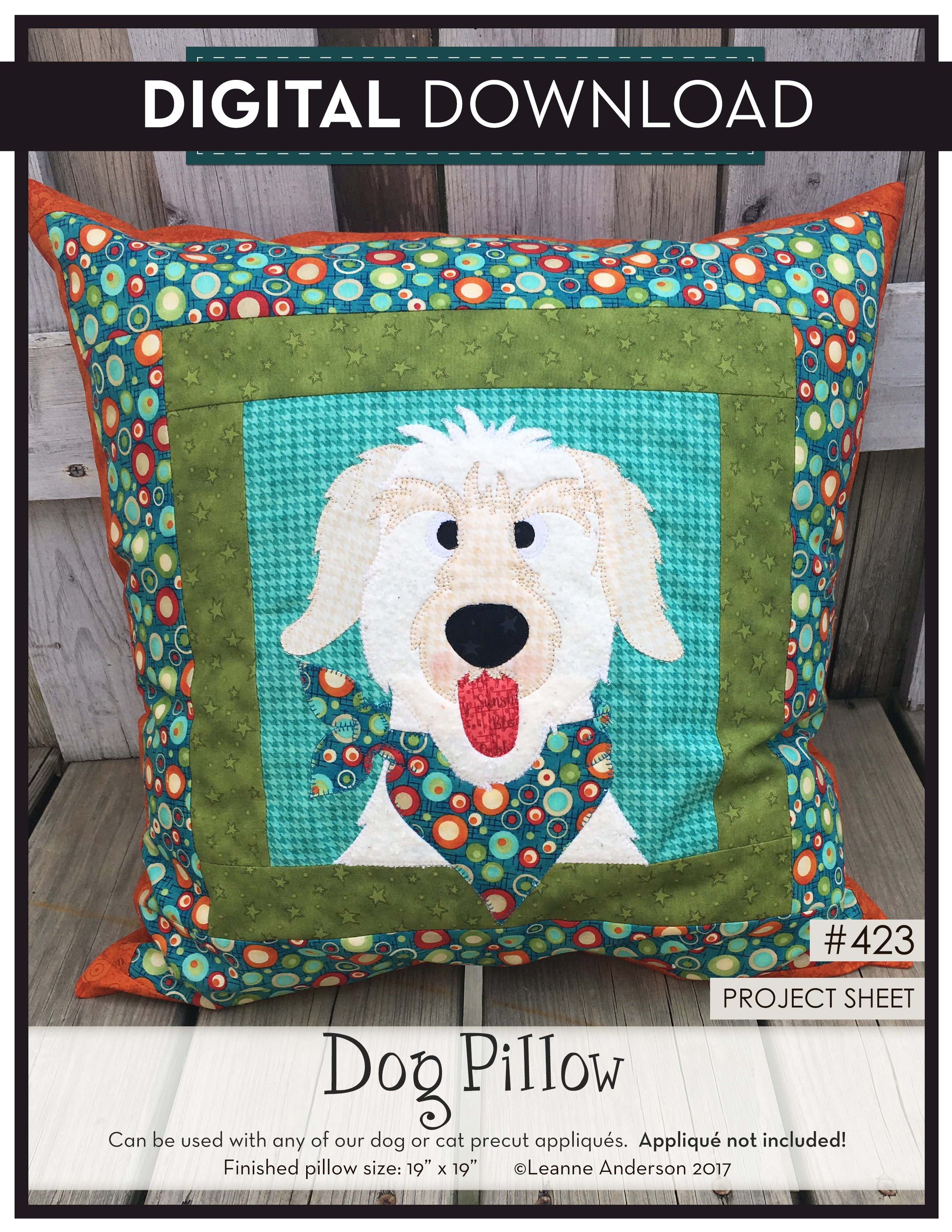 Dog Pillow Pattern (Applique not included)