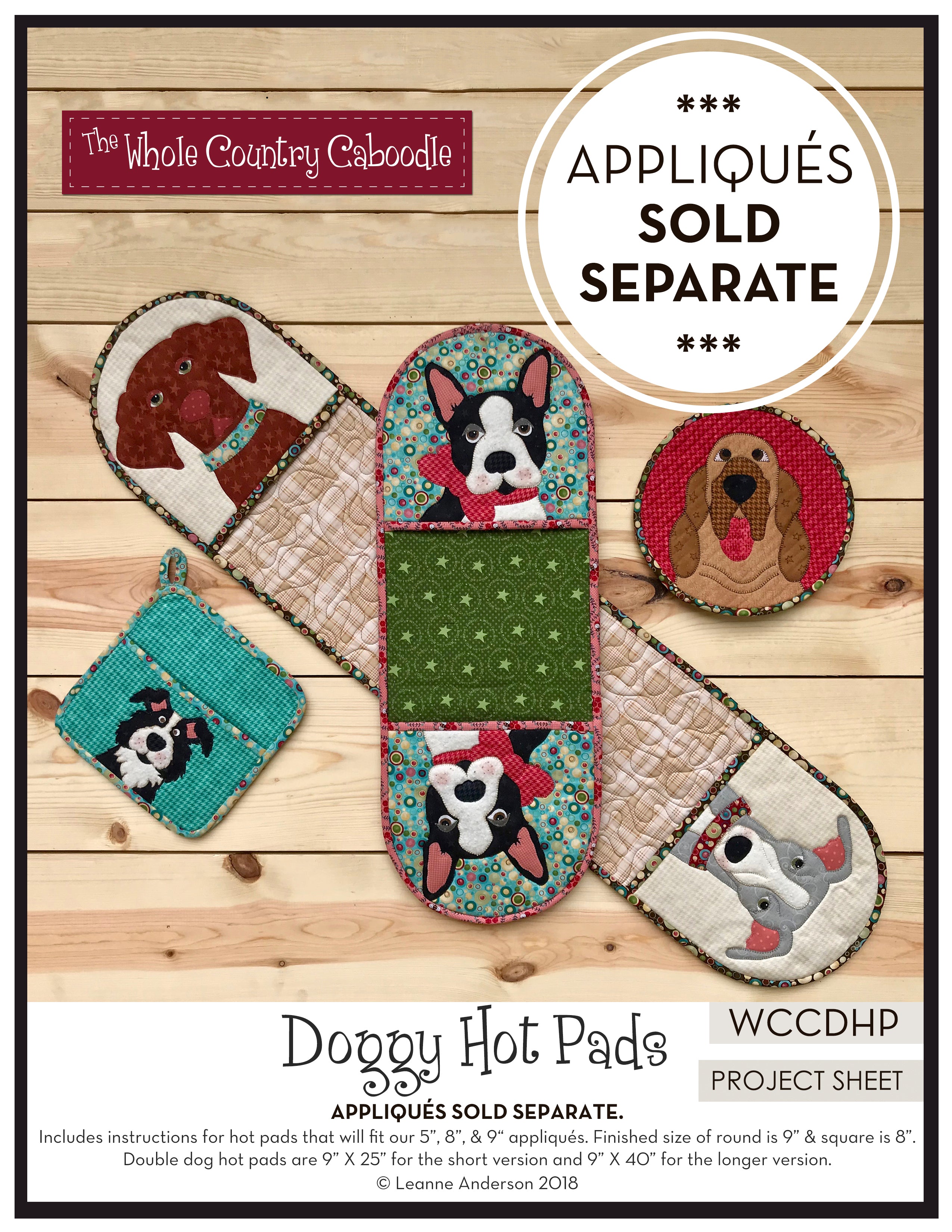 Doggy Hot Pads Pattern (Appliques not included)