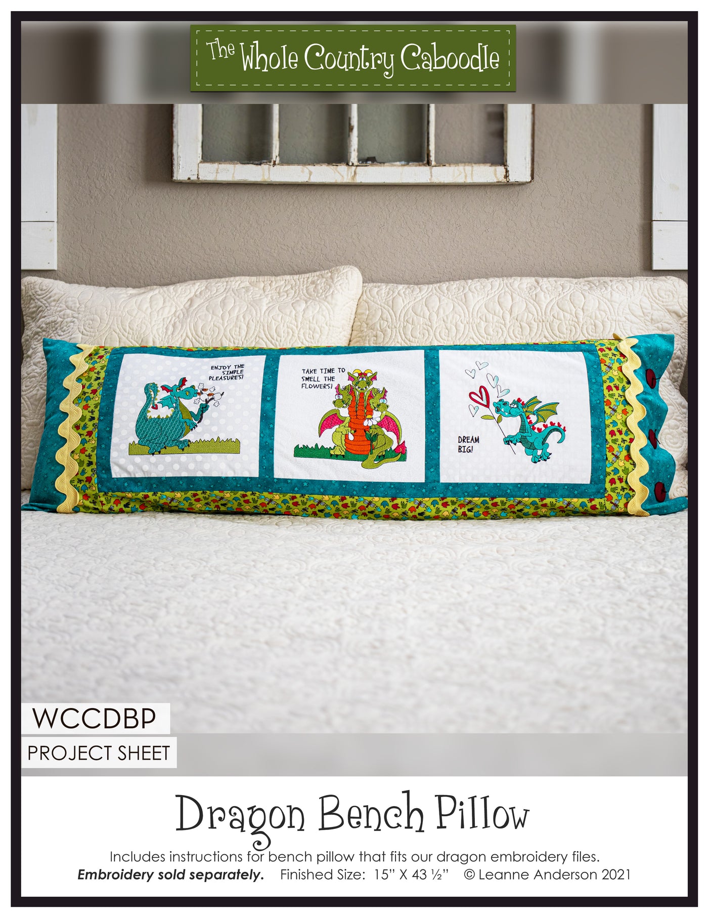 Dragon Bench Pillow Pattern (Embroidery not included)