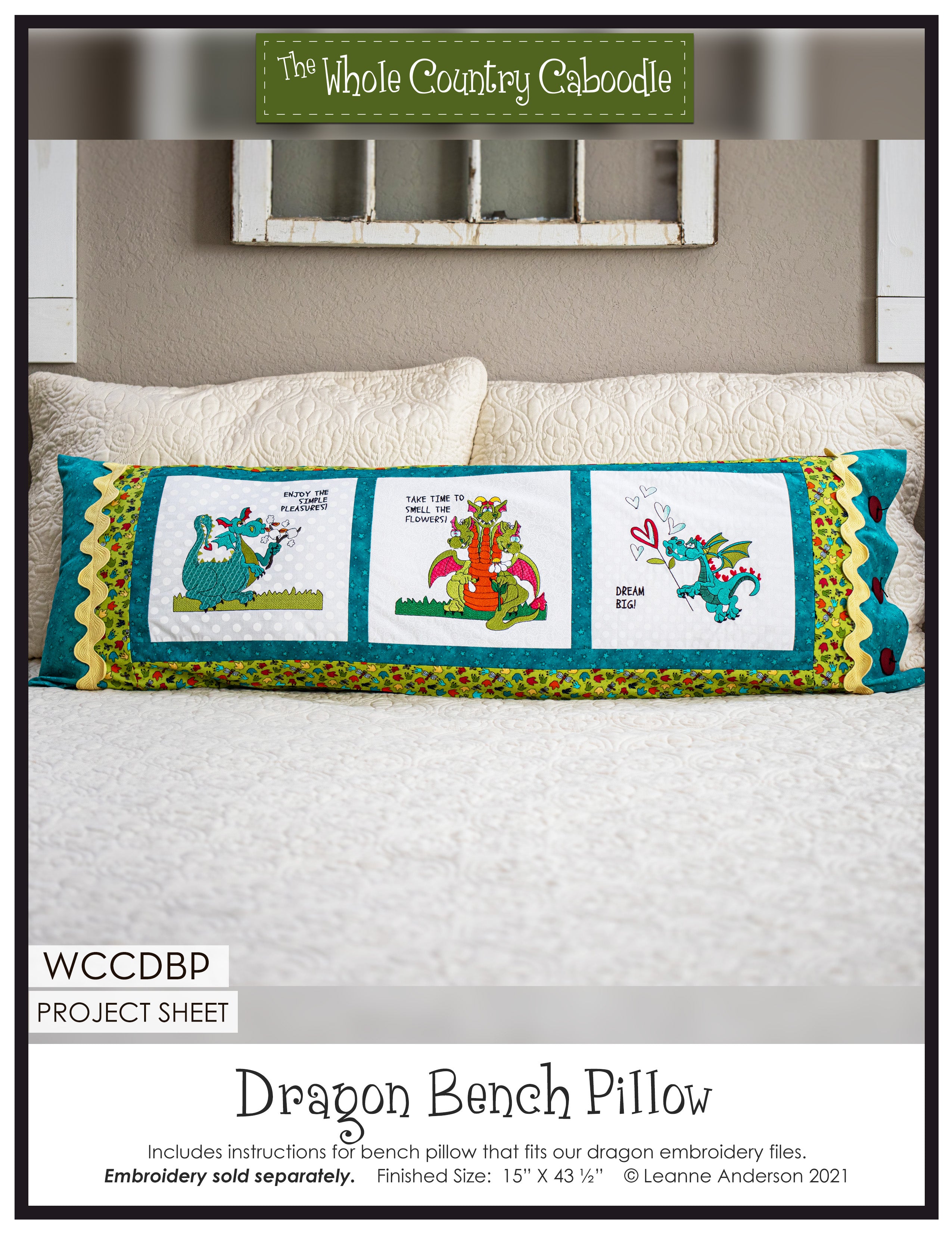 Dragon Bench Pillow Pattern (Embroidery not included)