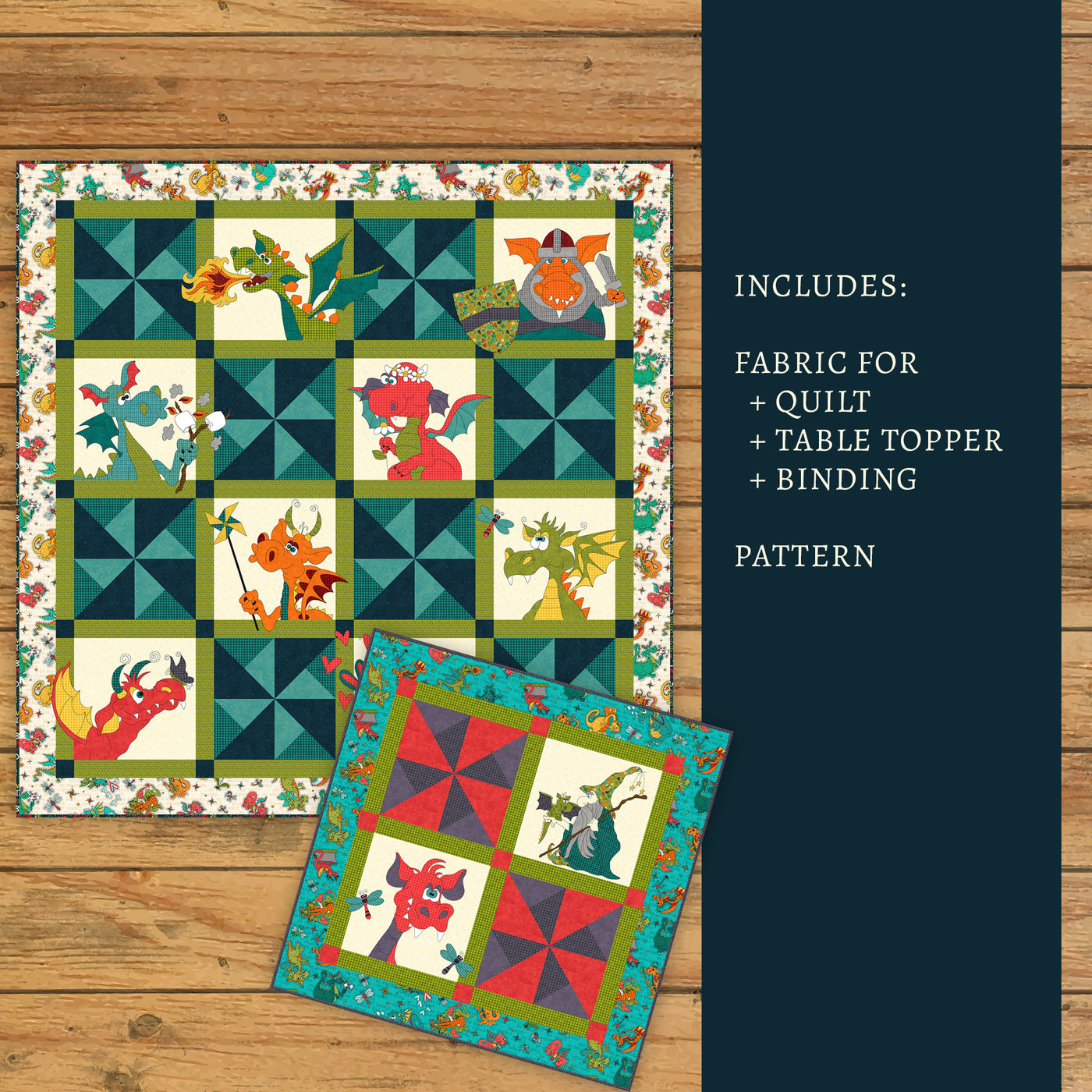 Dragon Applique Quilt & Table Topper Kit