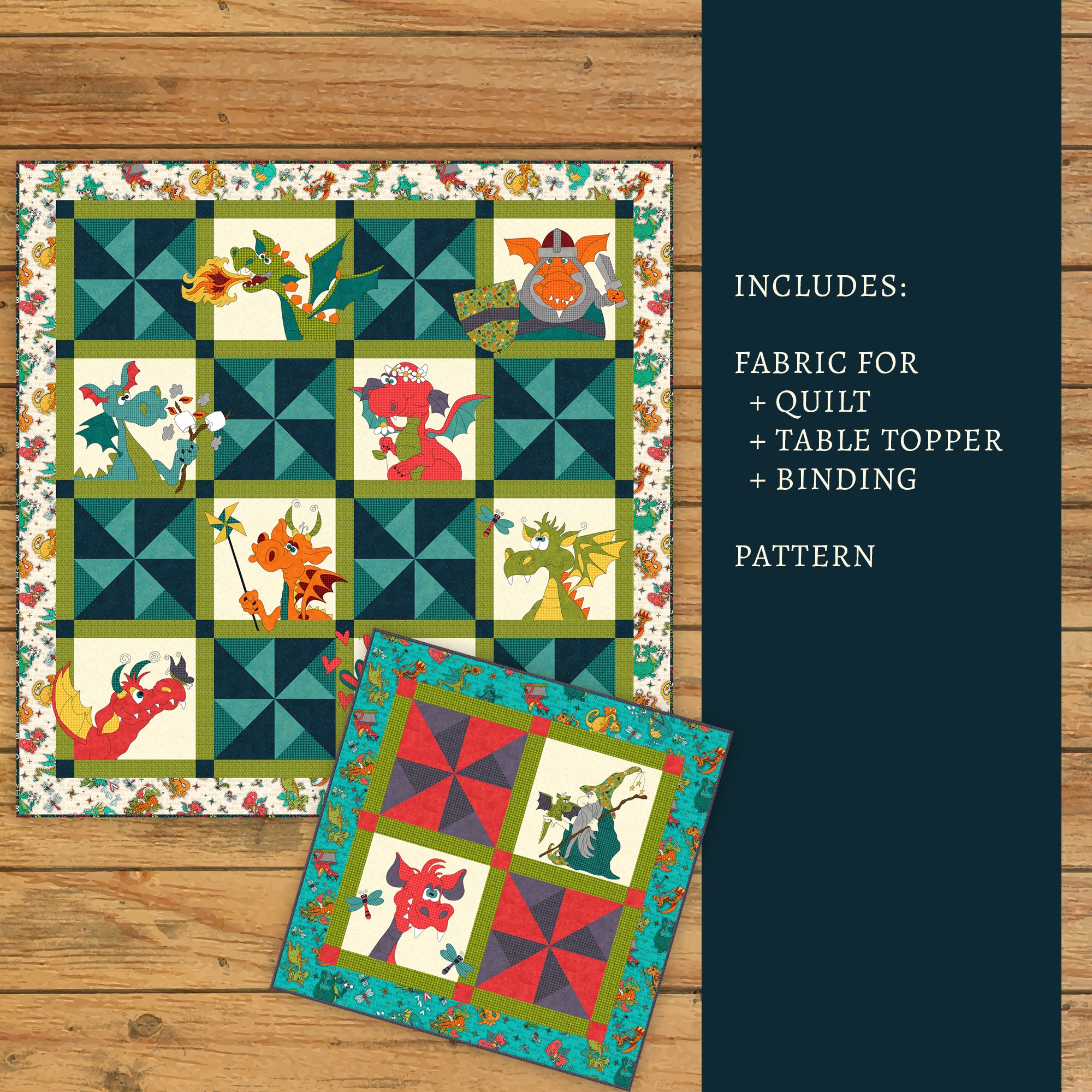 Dragon Applique Quilt & Table Topper Kit