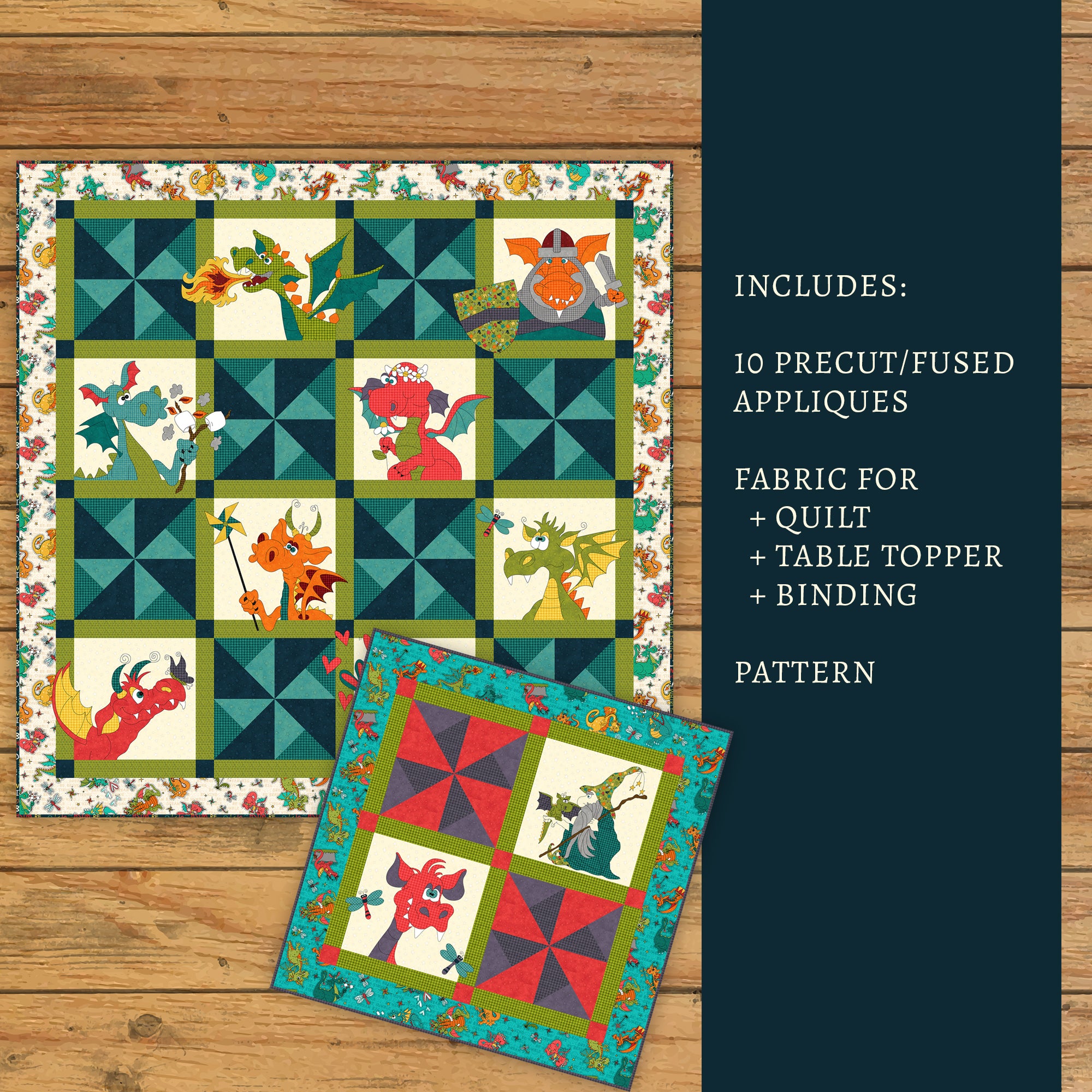 Dragon Applique Quilt & Table Topper Kit