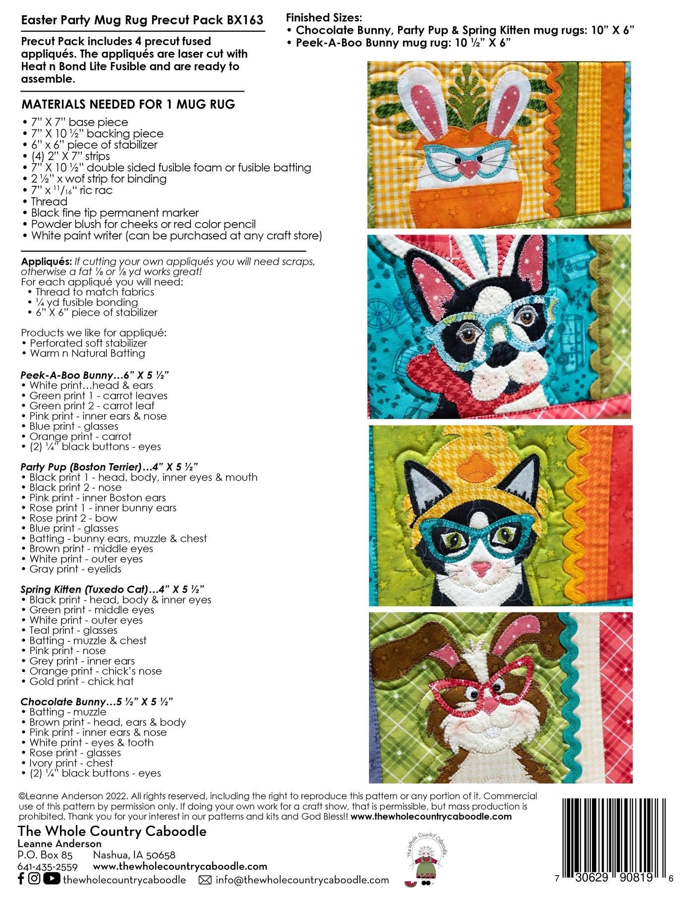 Easter Party Mug Rugs Pattern
