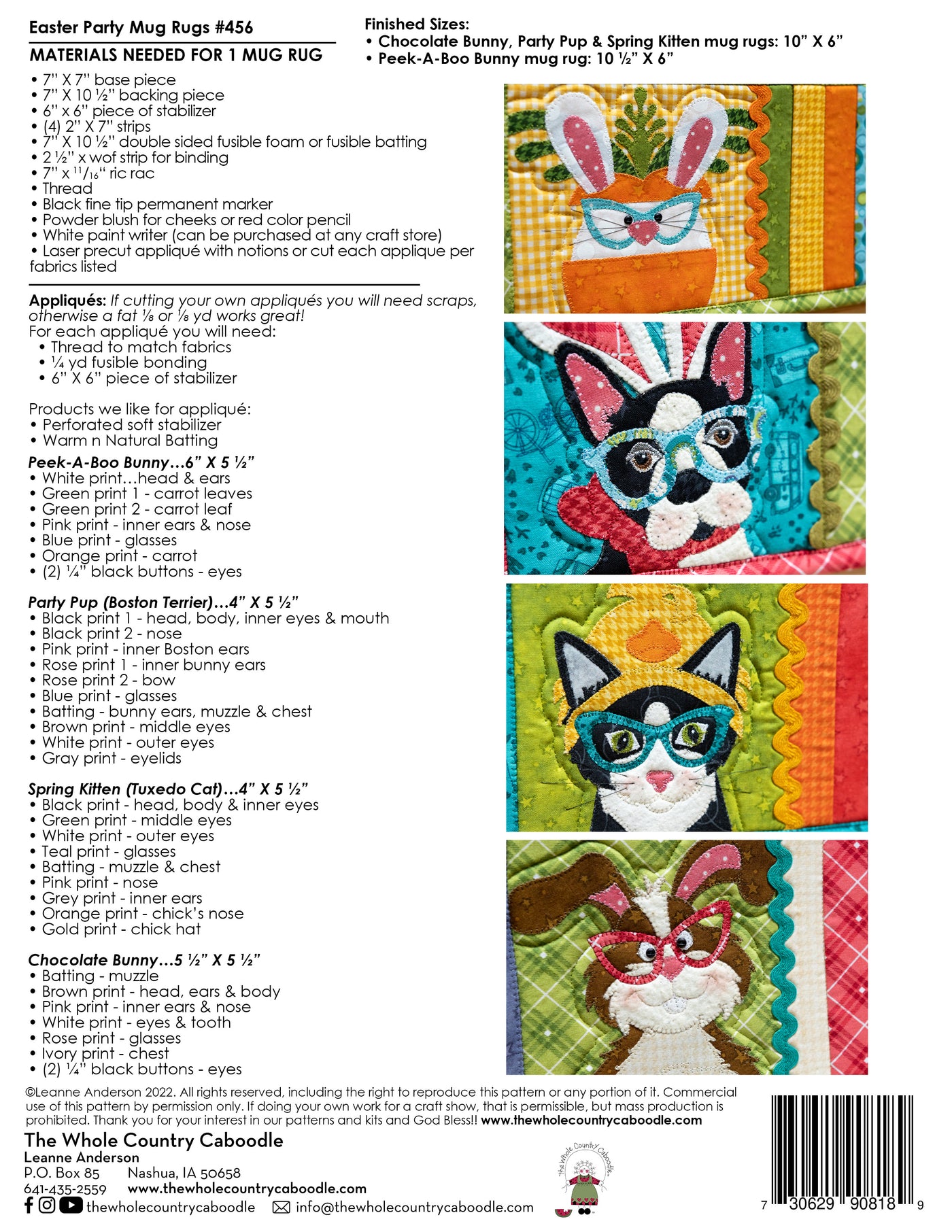 Easter Party Mug Rugs Pattern