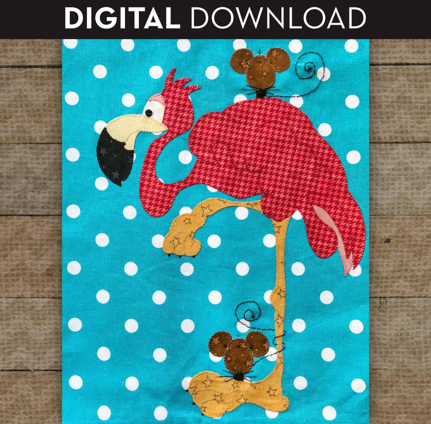 Flamingo & Mice Applique