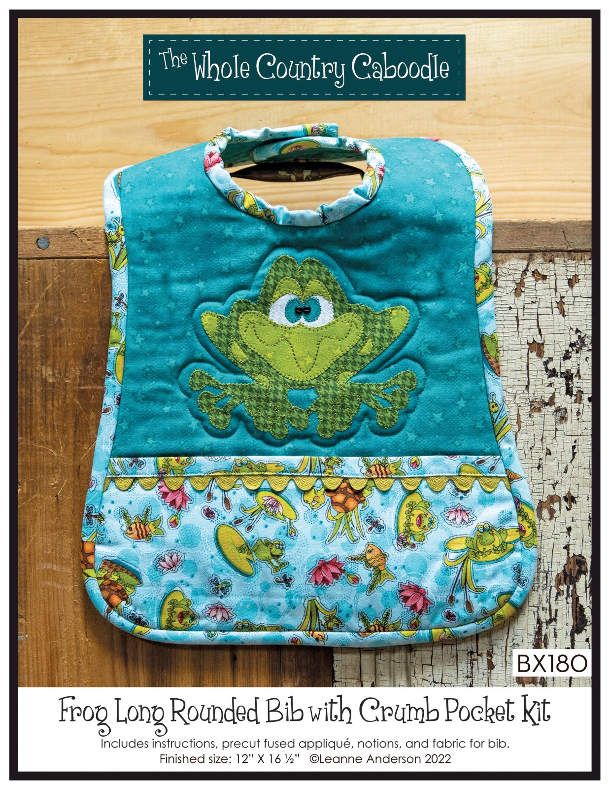 Frog Long Rounded Bib with Crumb Pocket Kit