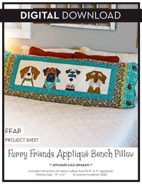 Furry Friends Applique Bench Pillow Pattern (Applique not included)