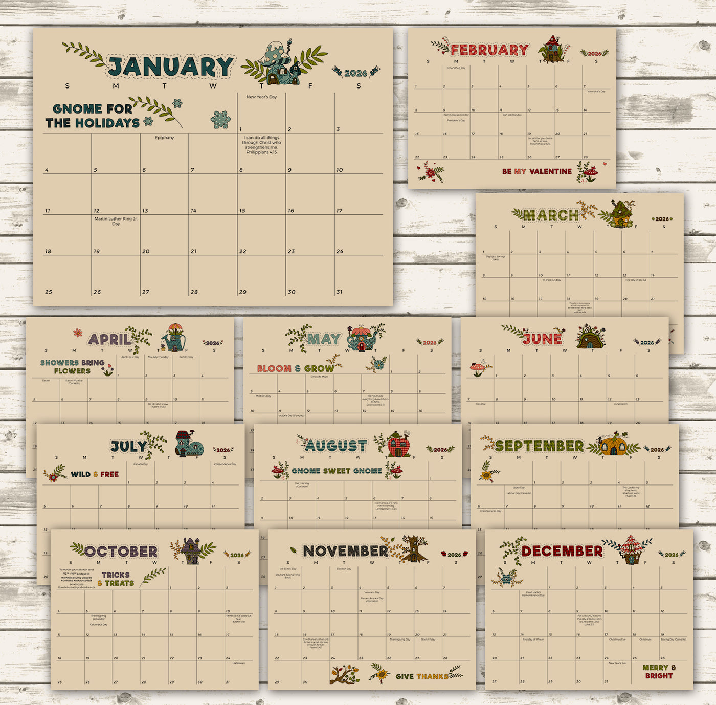Gnome 2026 Calendar