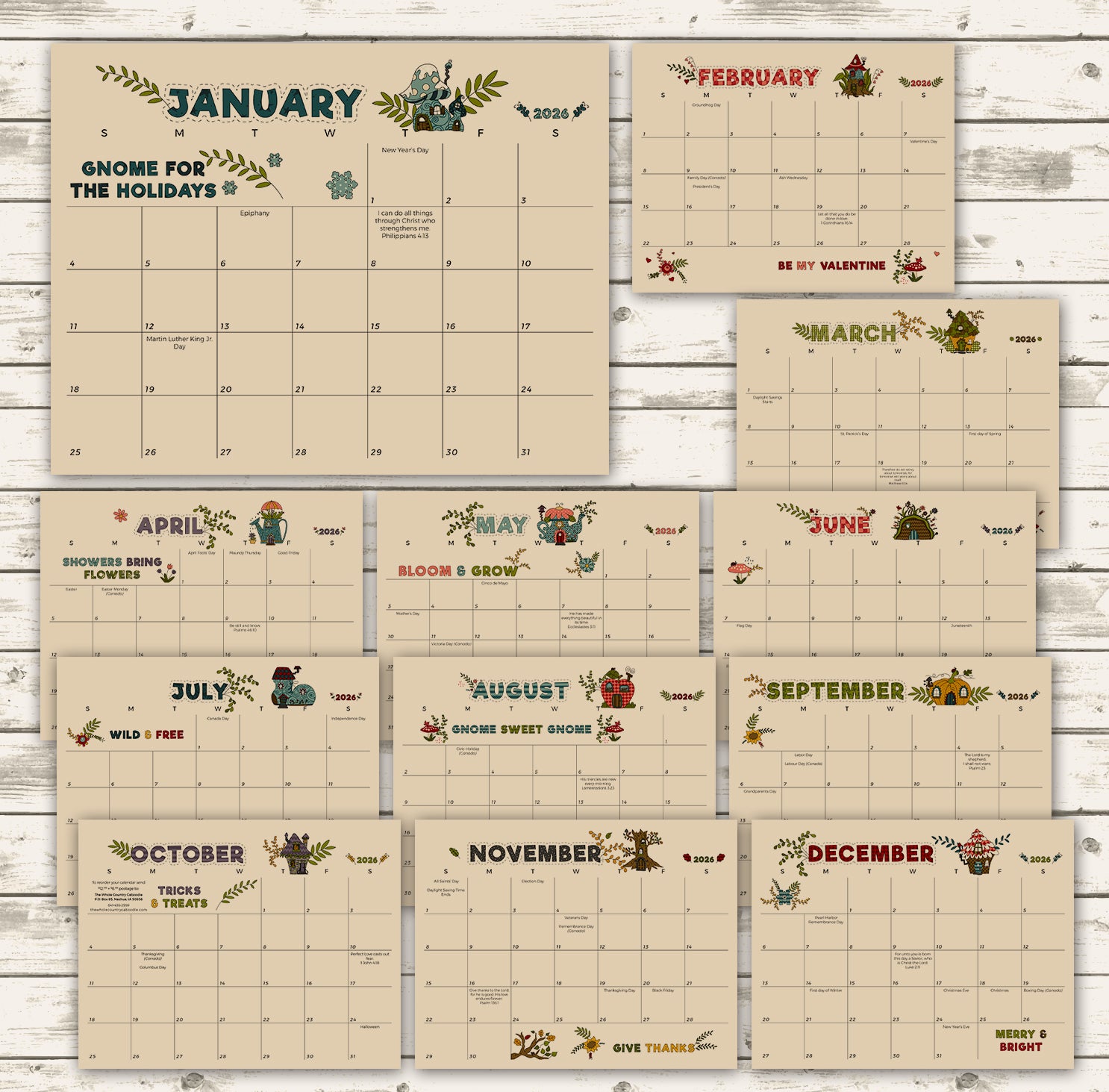 Gnome 2026 Calendar