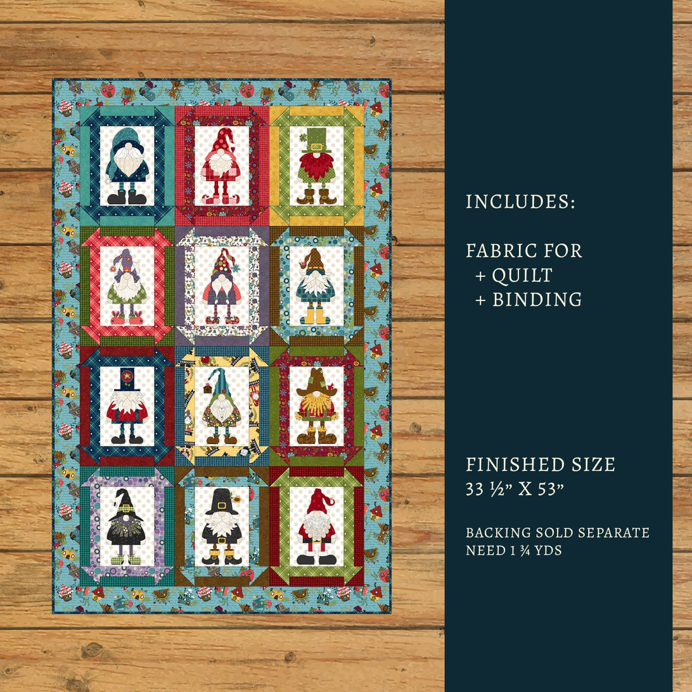 Gnome for the Holidays Panel Quilt Kit Option #1