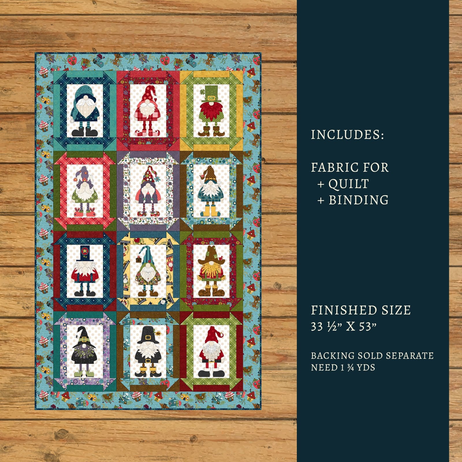 Gnome for the Holidays Panel Quilt Kit Option #1