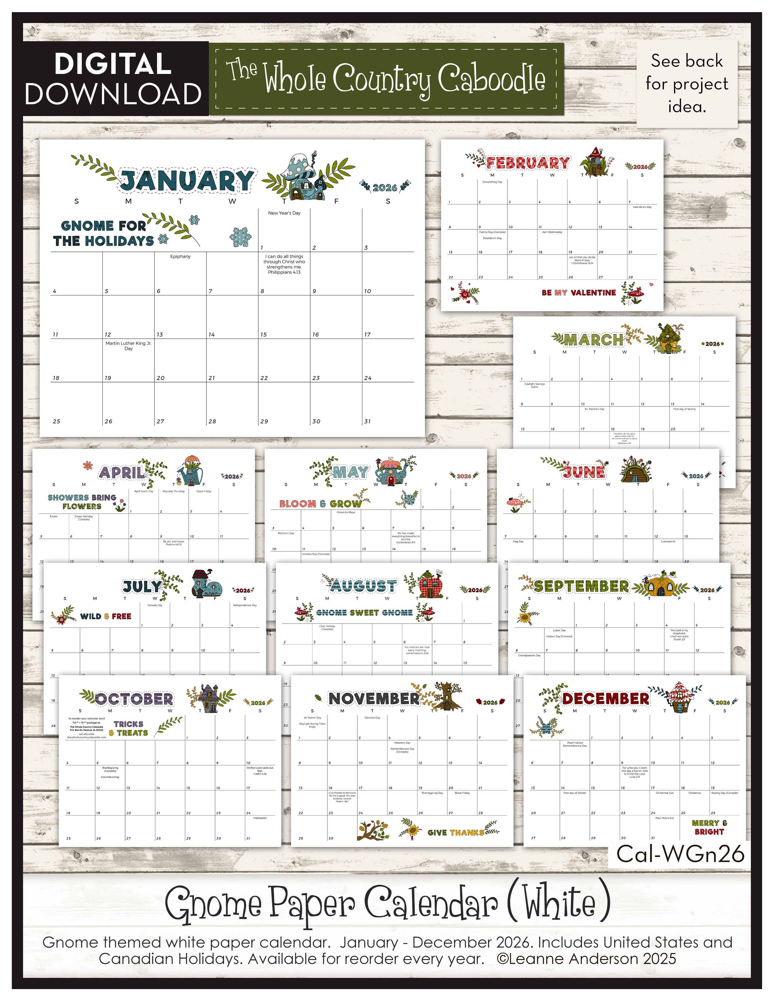 Gnome 2026 Calendar