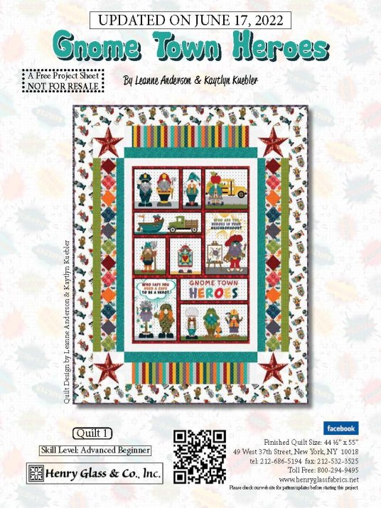 Gnome Town Heroes Quilt 1 Pattern (FREE Digital Download)