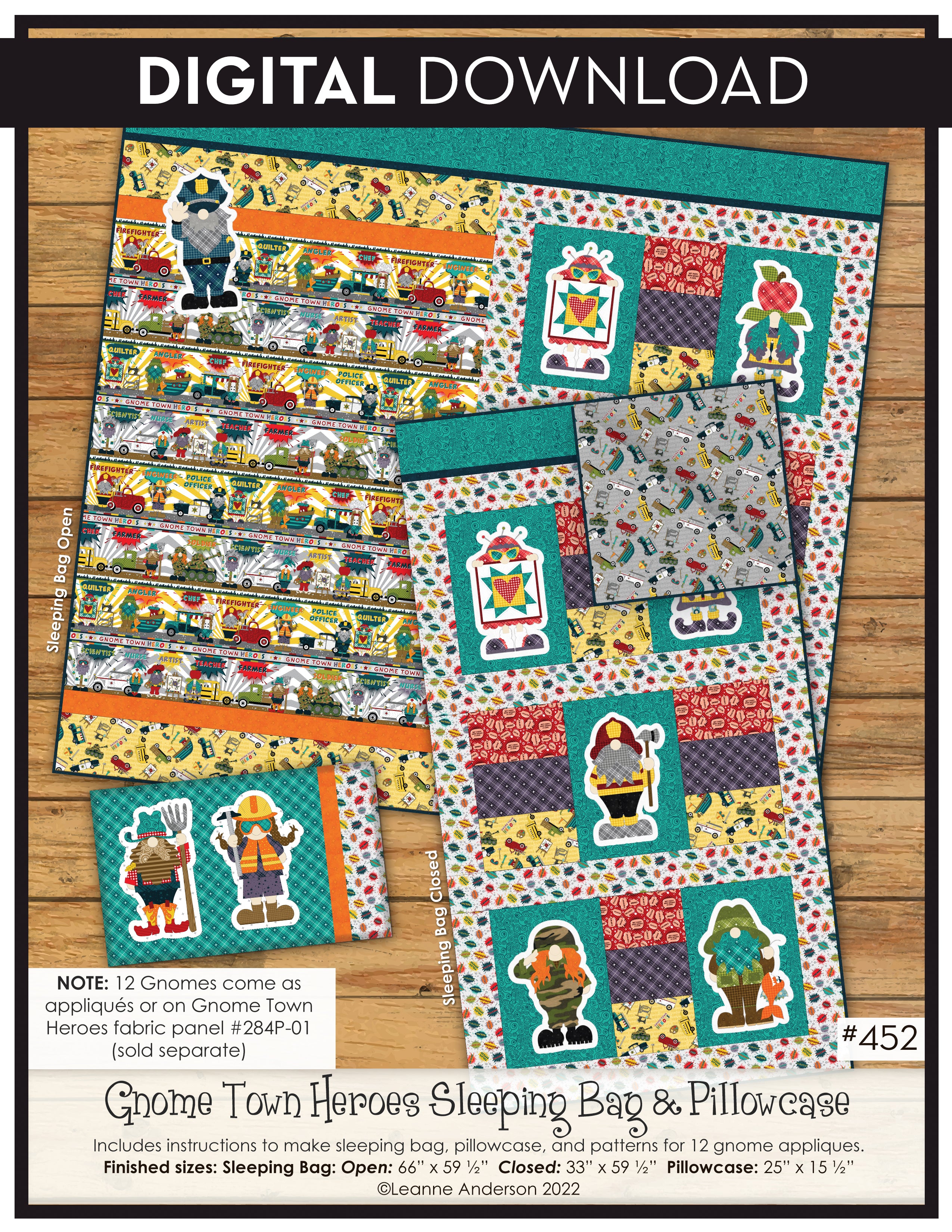 Gnome Town Heroes Sleeping Bag & Pillowcase Pattern