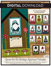 Gnome for the Holidays Applique Calendar Quilt Pattern