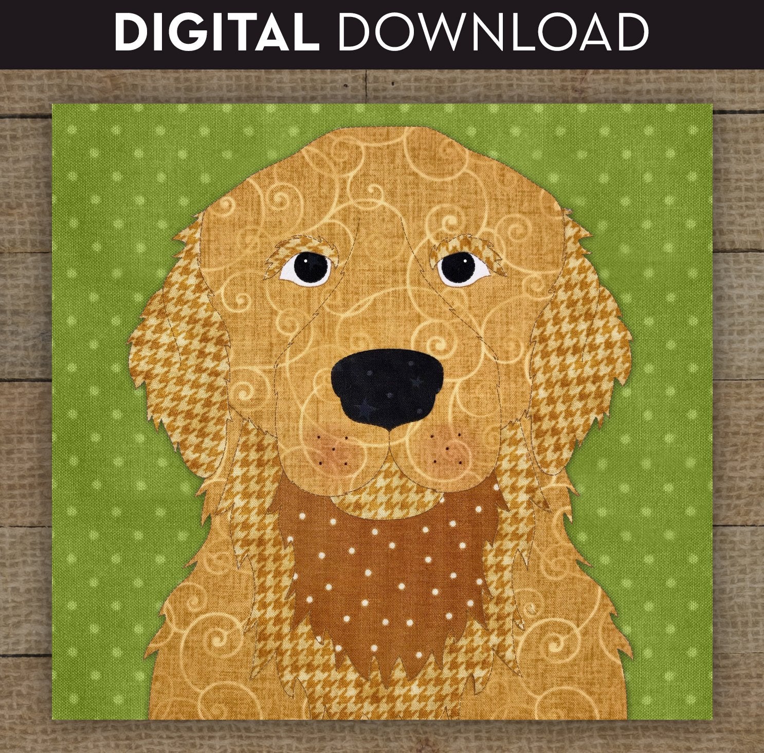 Golden Retriever Cream & Gold Applique