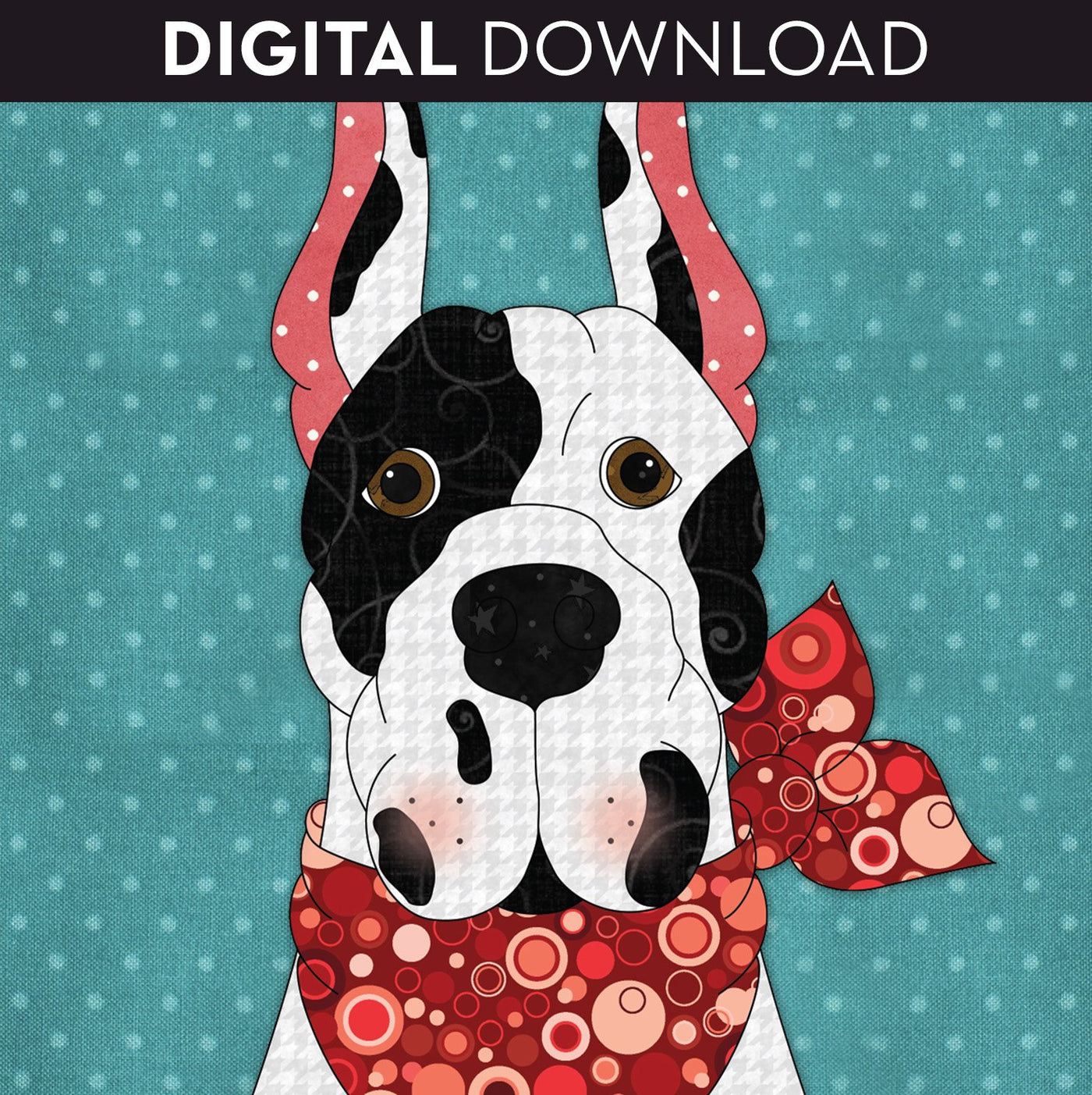 Great Dane Crop Ears Applique