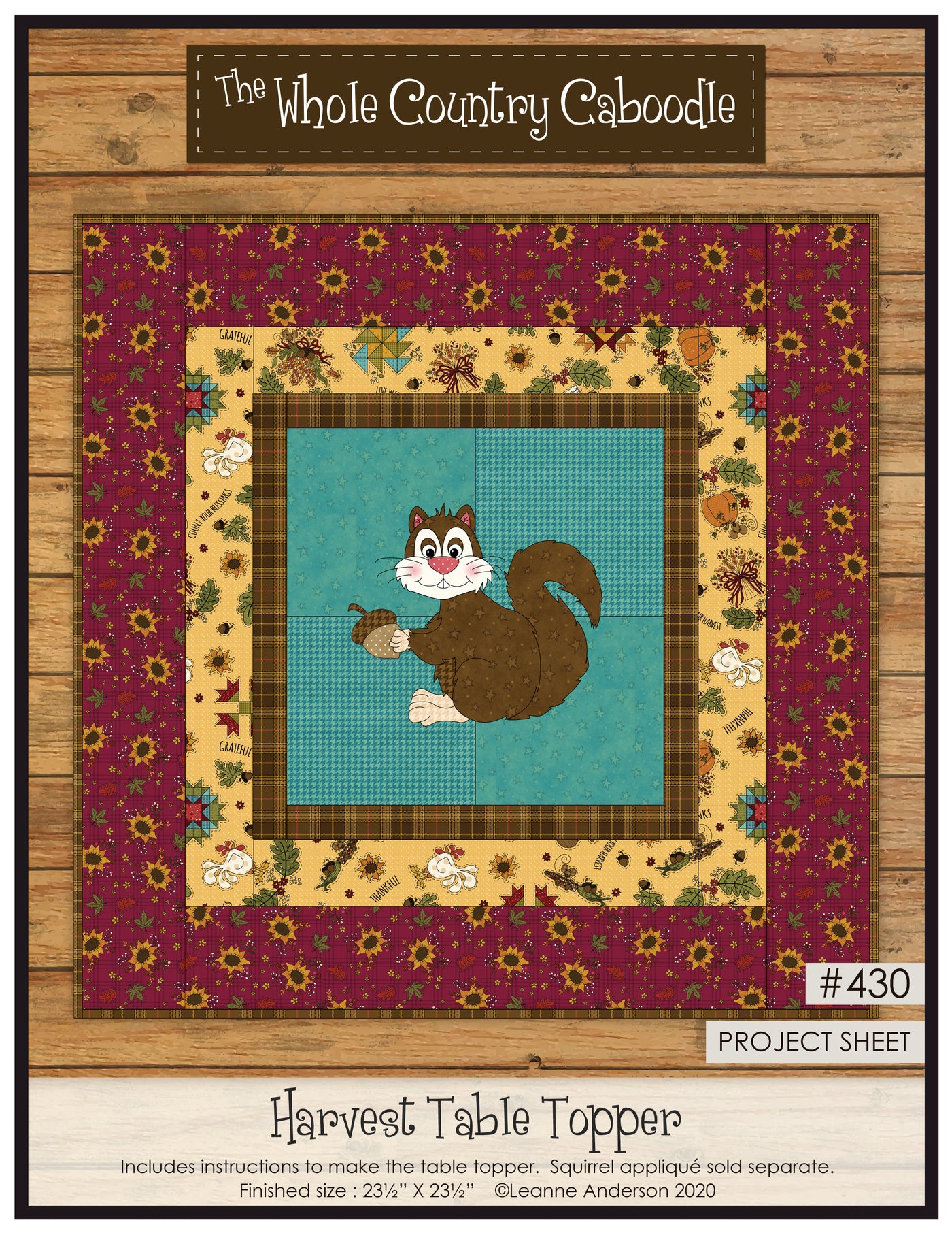 Harvest Table Topper Project Sheet (Applique not included)