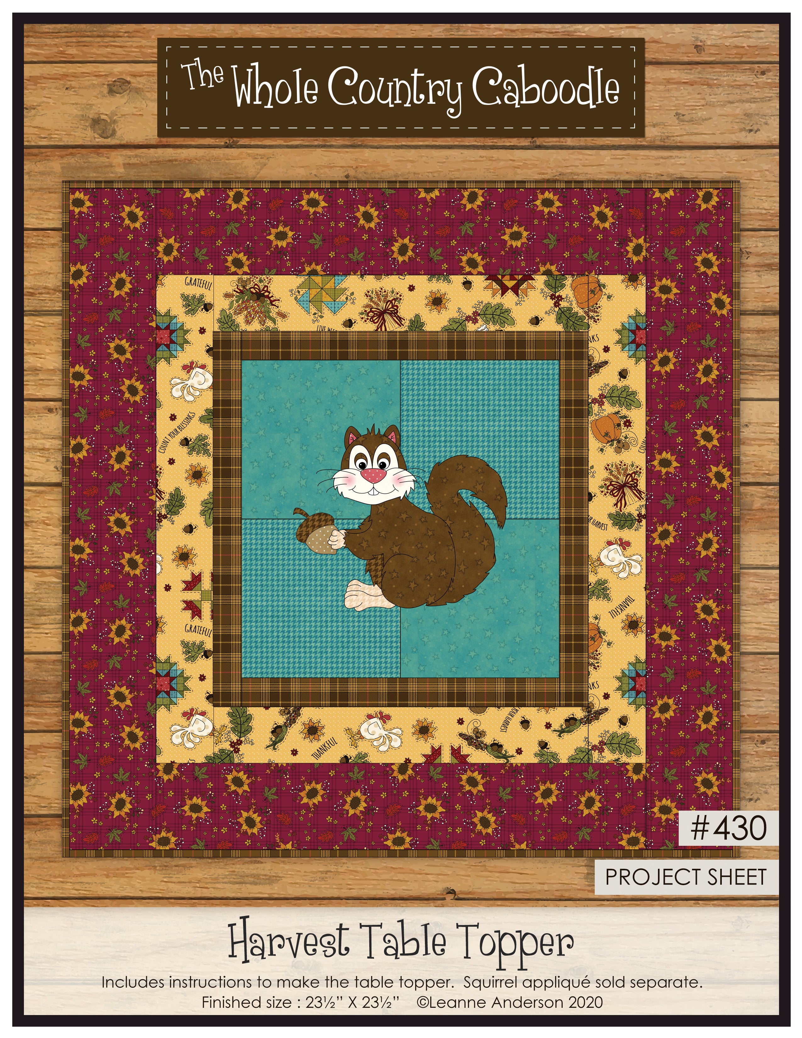 Harvest Table Topper Project Sheet (Applique not included)