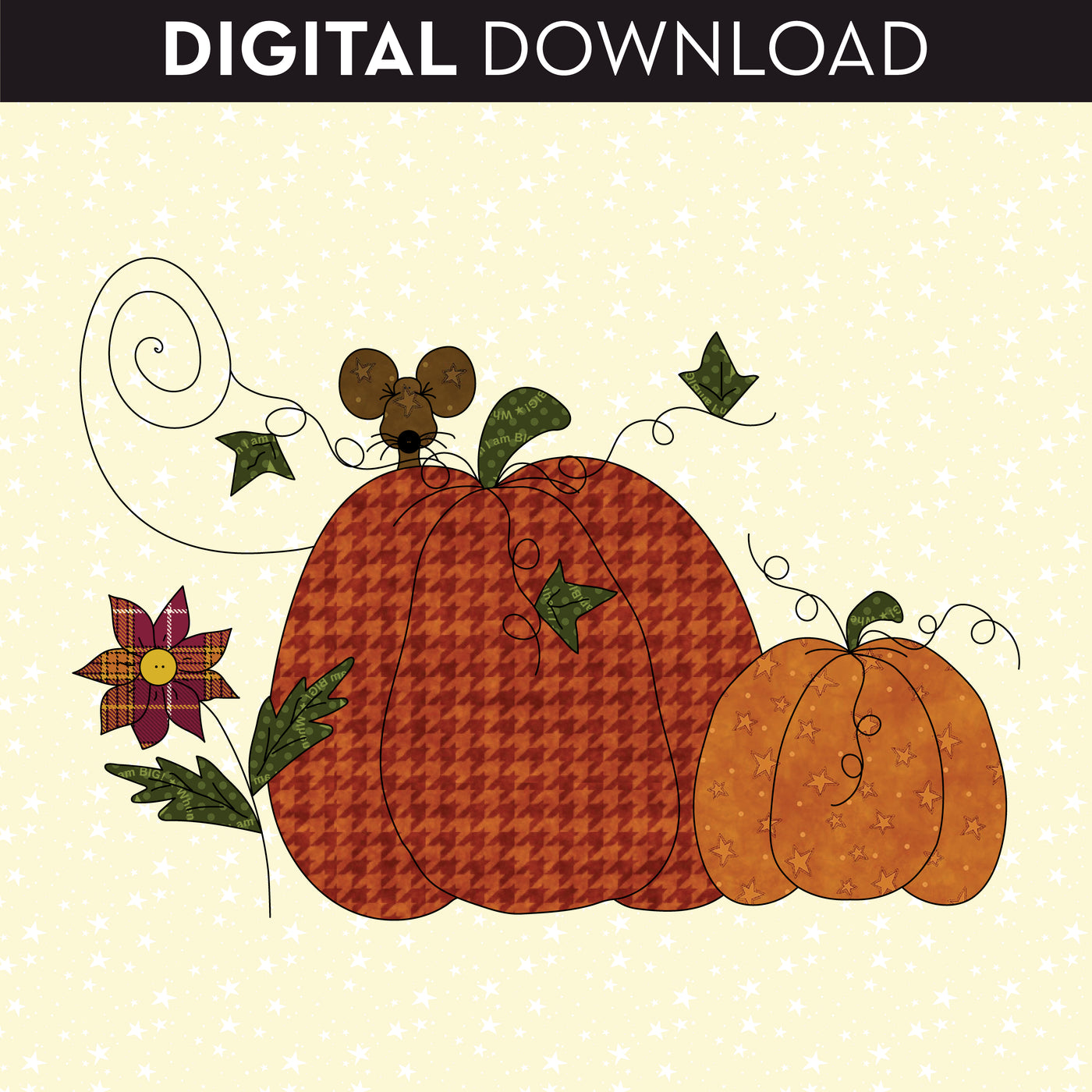 Pumpkins Mouse & Flower Applique