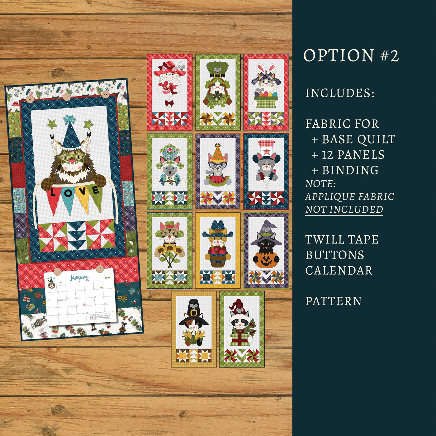Hat on a Cat Applique Calendar Quilt Kit