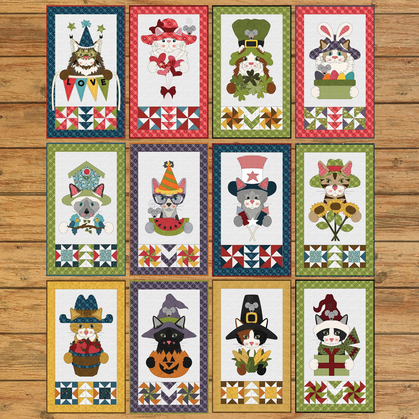 Hat on a Cat Applique Mini Quilts Kit
