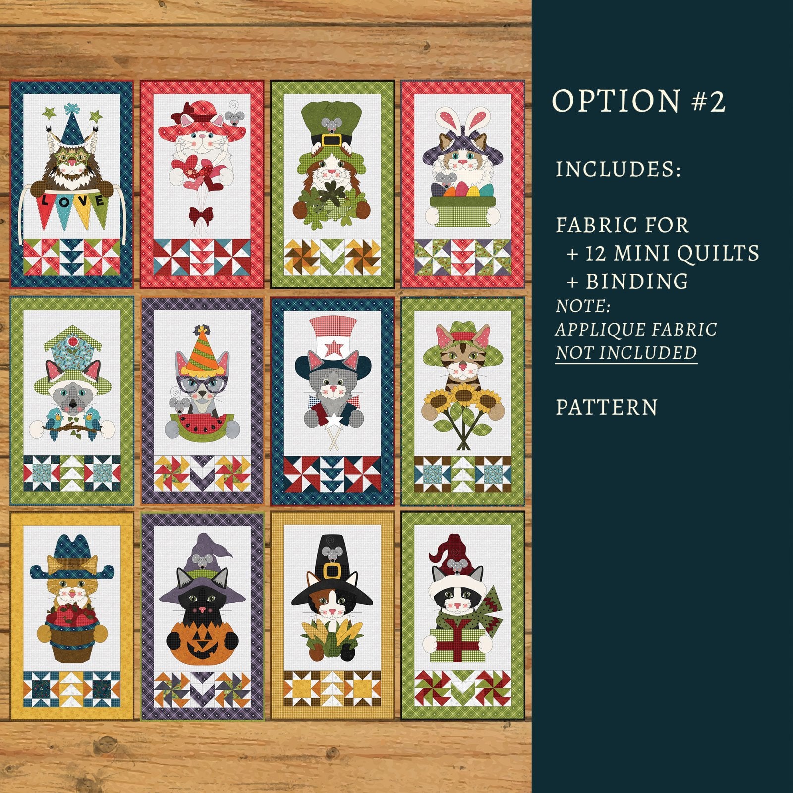 Hat on a Cat Applique Mini Quilts Kit
